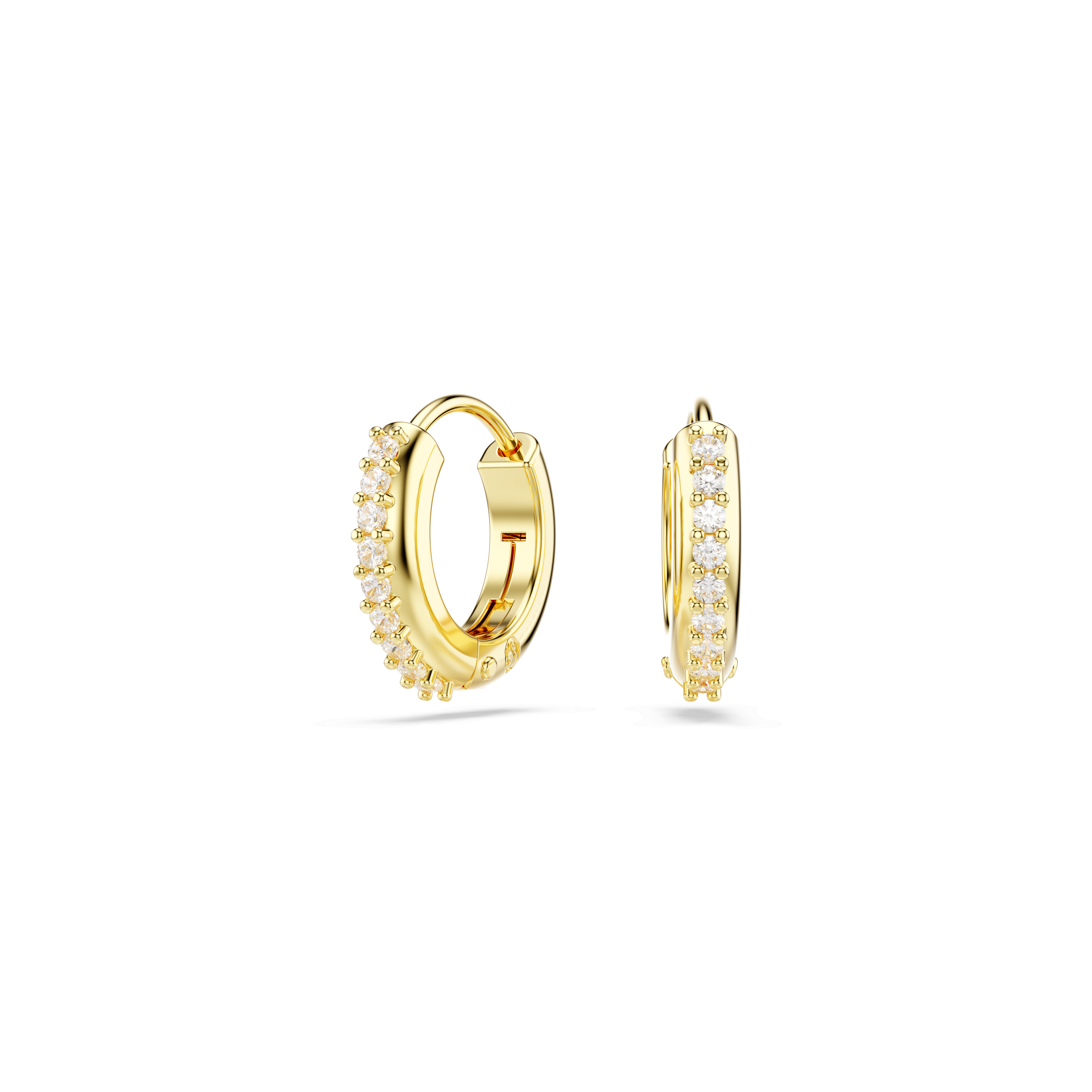 Swarovski Matrix hoop earrings, Round cut, White, 18K gold finish — article 5697228