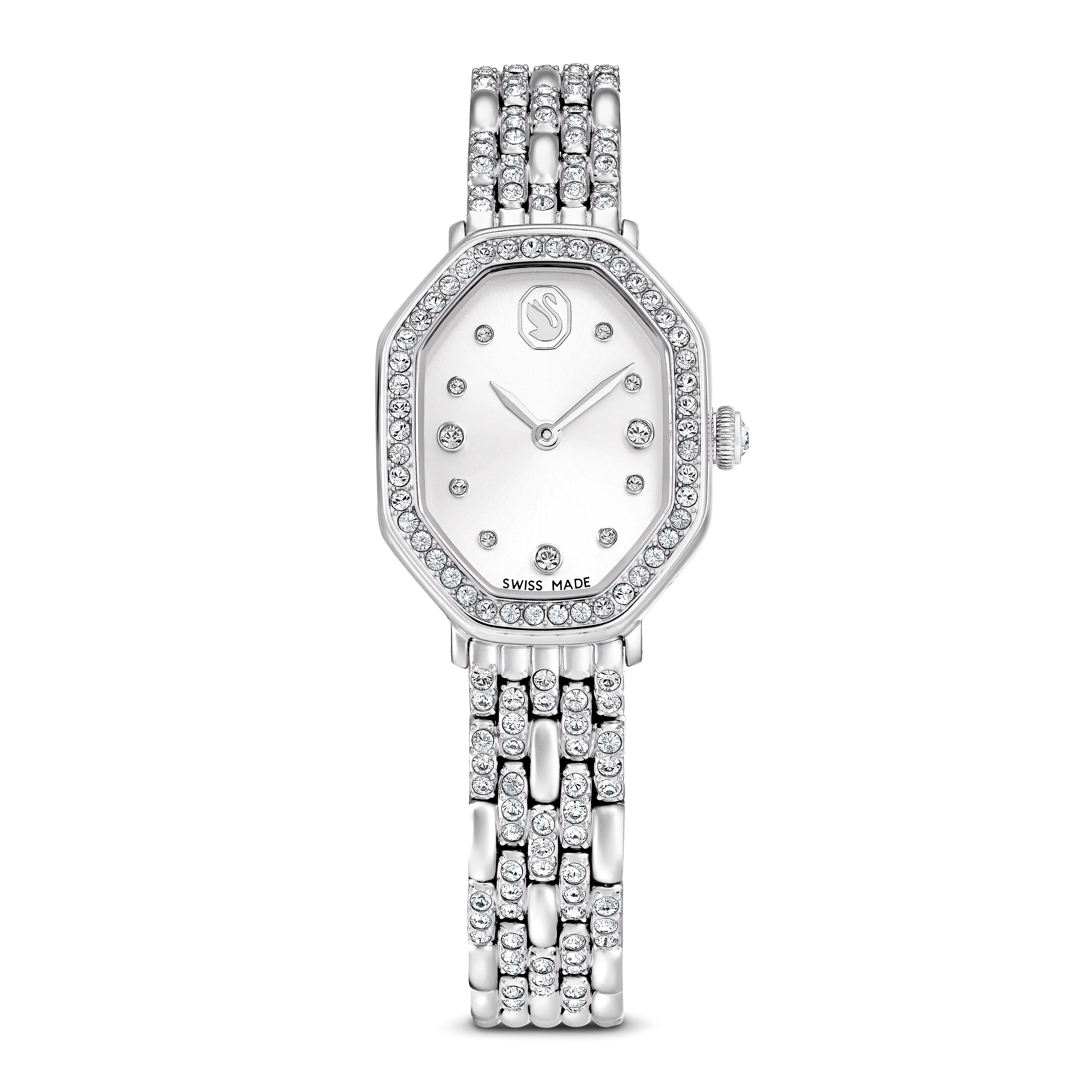 Swarovski Dextera octagon watch, Swiss Made, Metal bracelet, Silver tone, Stainless steel — article 5698690