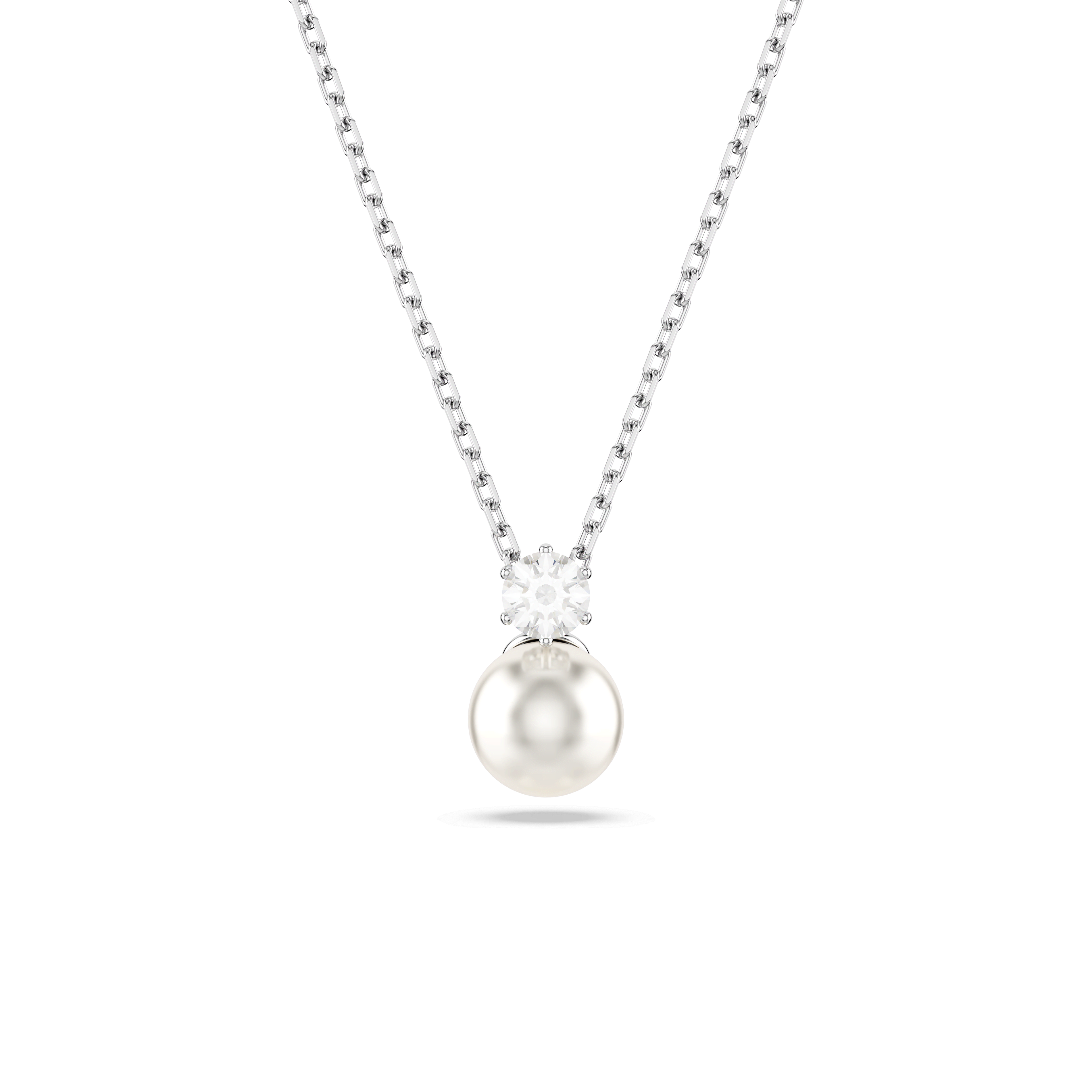 Swarovski Matrix pendant, Crystal pearl, Round cut, White, Rhodium plated — article 5701596