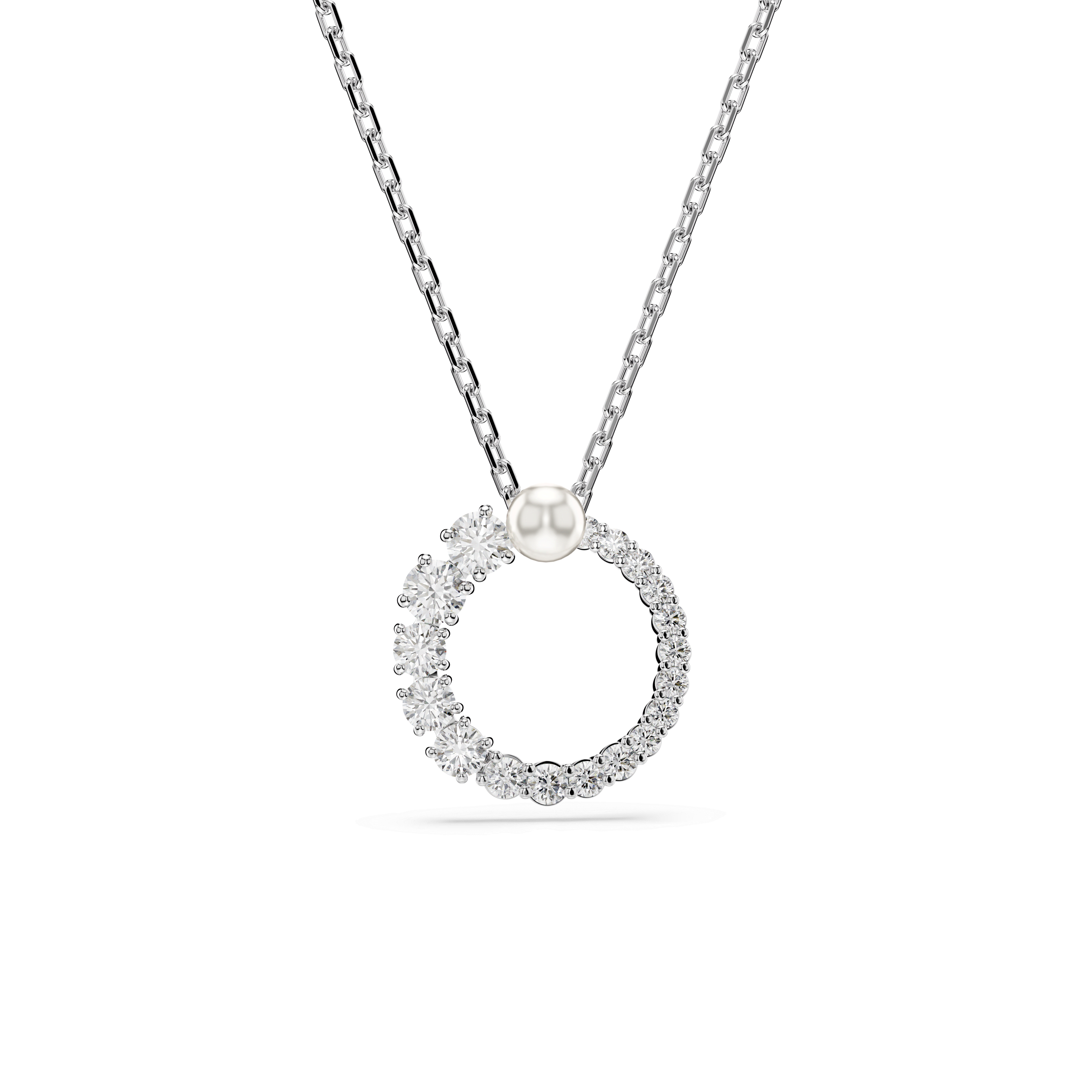 Swarovski Matrix pendant, Crystal pearl, Round cut, White, Rhodium plated — article 5701597