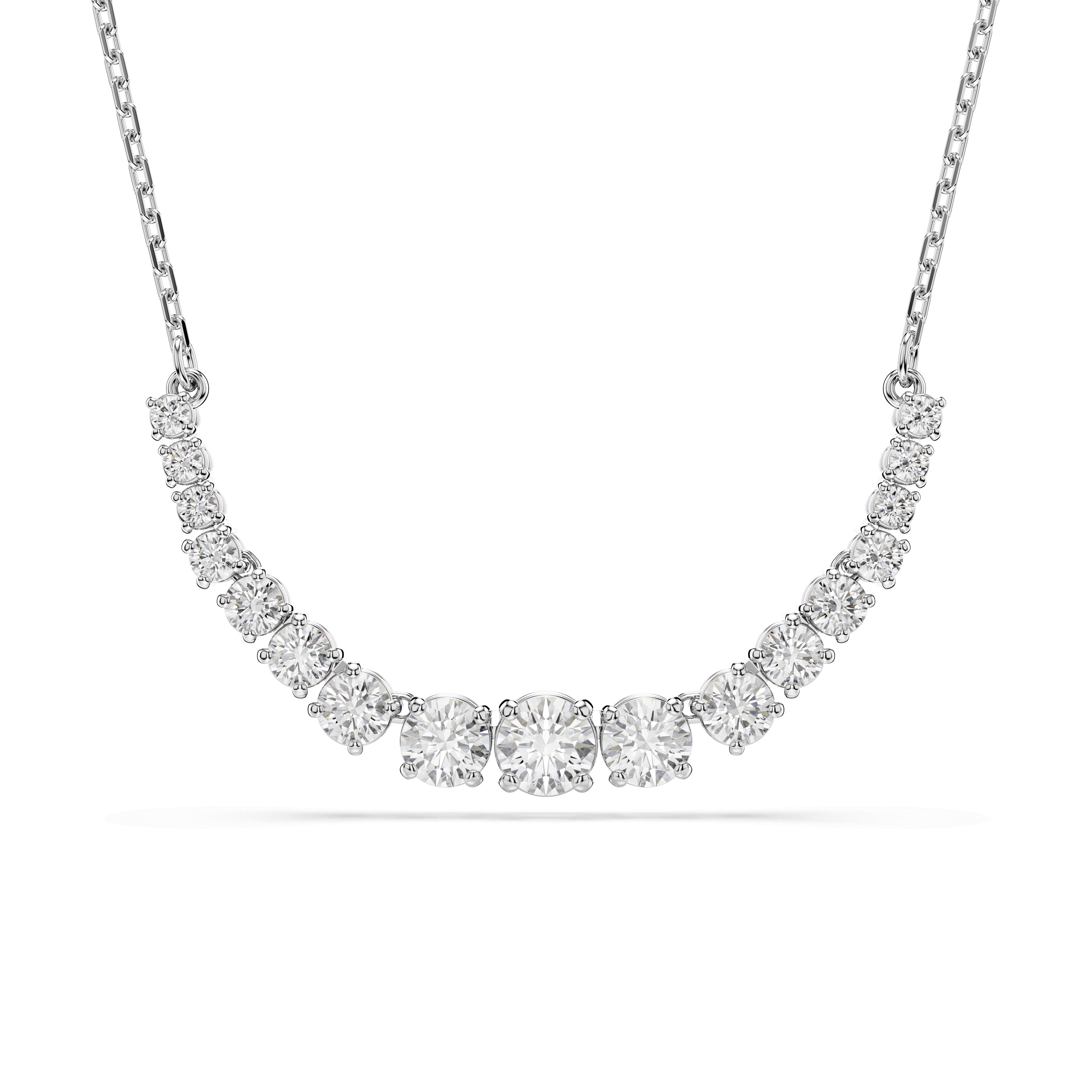 Swarovski Matrix necklace, Gradient of round cuts, White, Rhodium plated — article 5705396