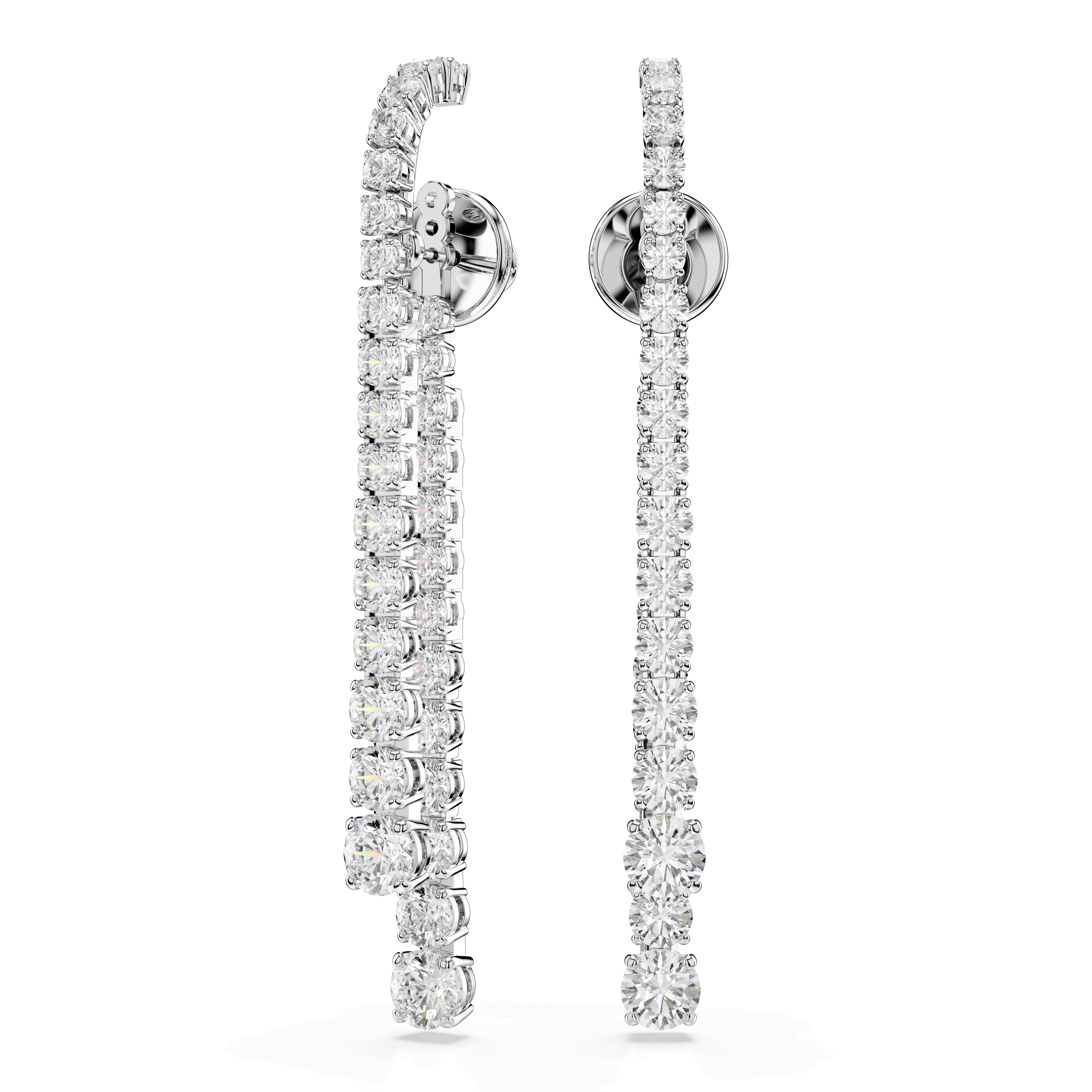 Swarovski Matrix drop earrings, Gradient of round cuts, White, Rhodium plated — article 5709257