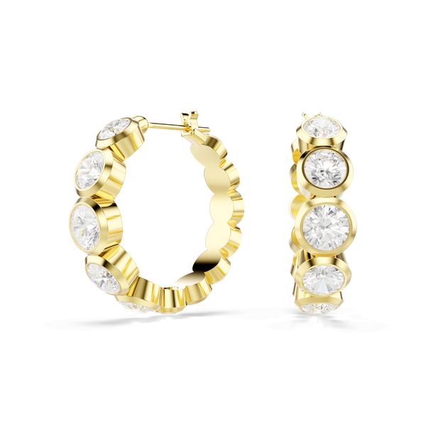 Imber hoop earrings, Round cut, White, 18K gold finish — article 5711483