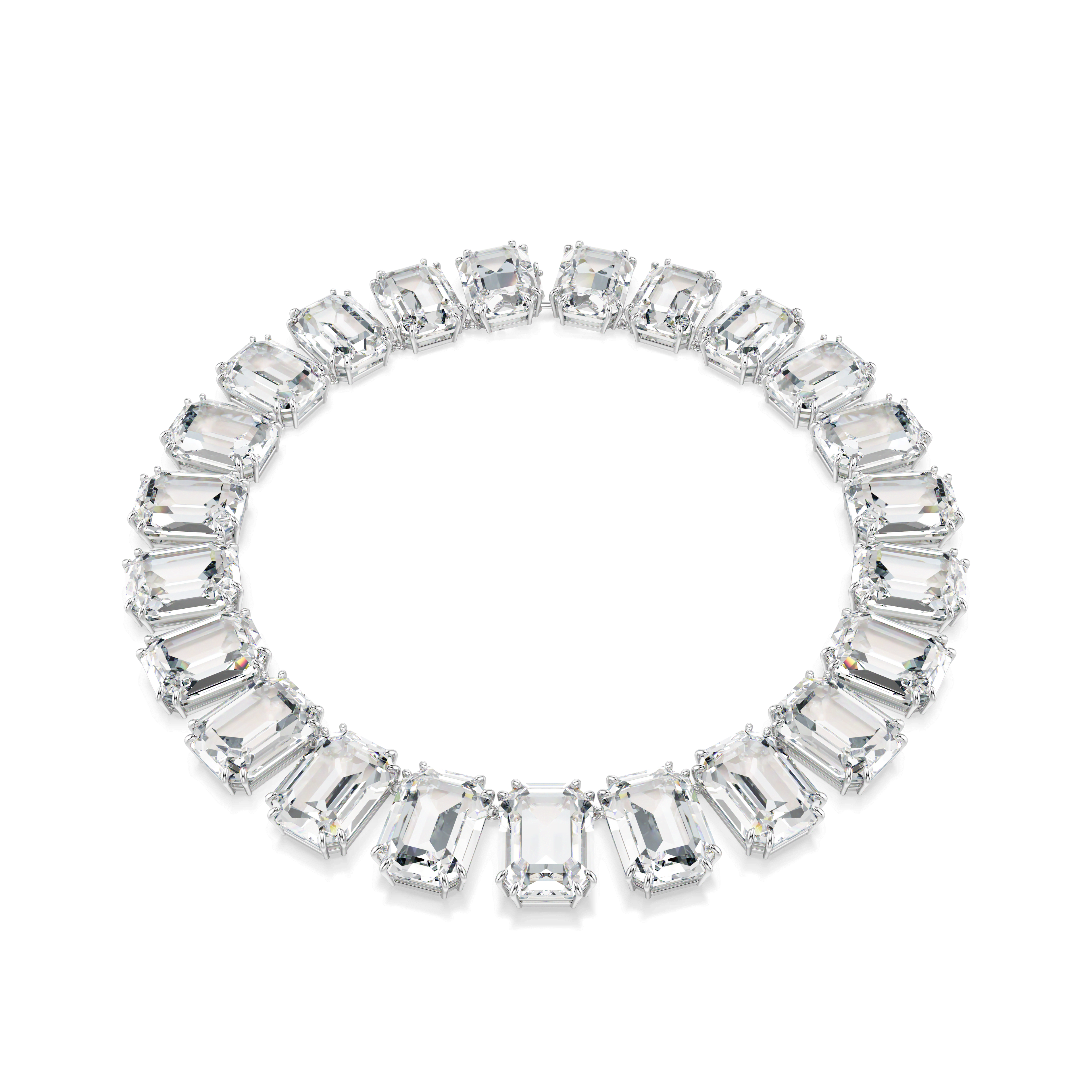 Swarovski Millenia necklace, Oversized crystals, Octagon cut, White, Rhodium plated — article 5714395