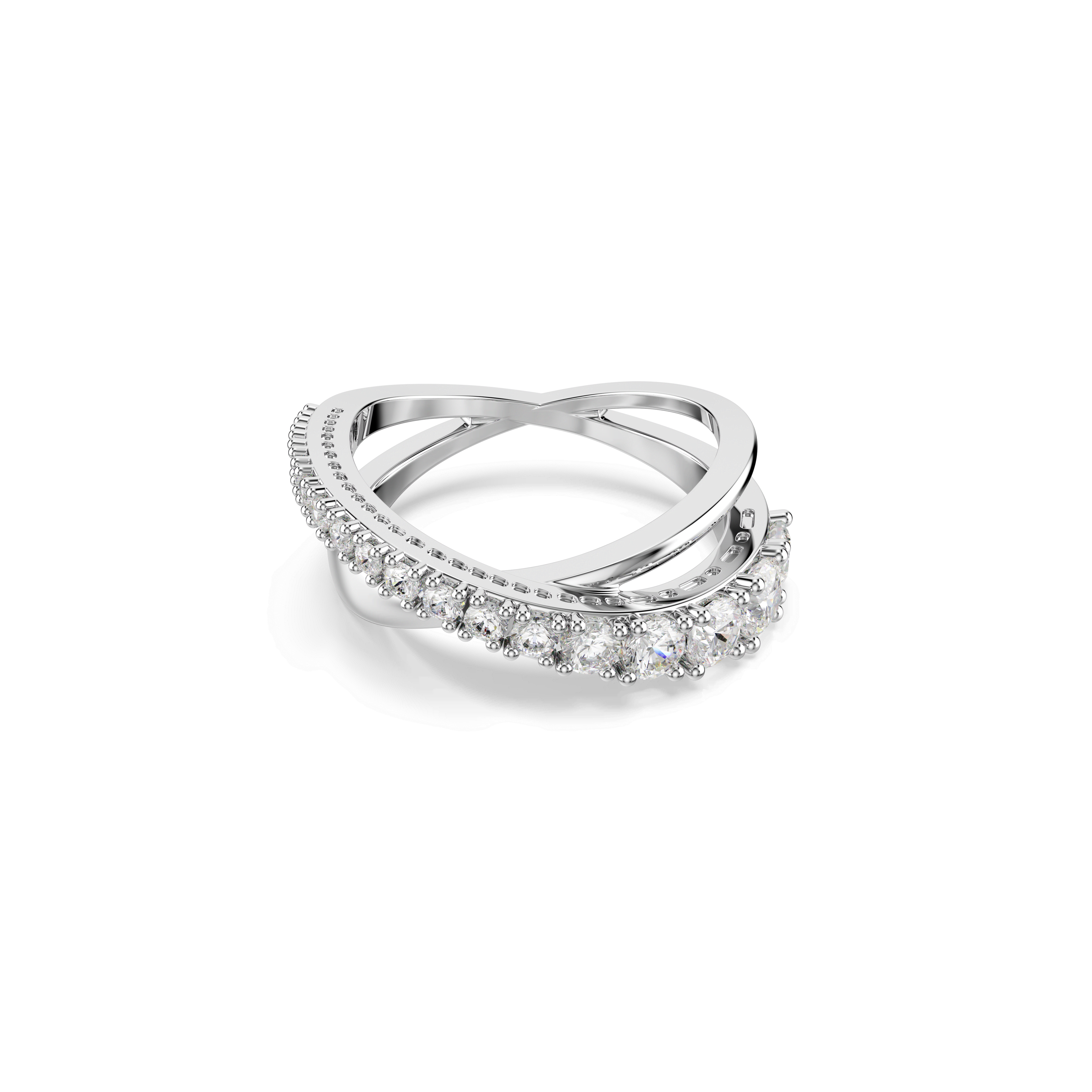 Swarovski Hyperbola ring, Mixed cuts, White, Silver-tone finish — article 5714956