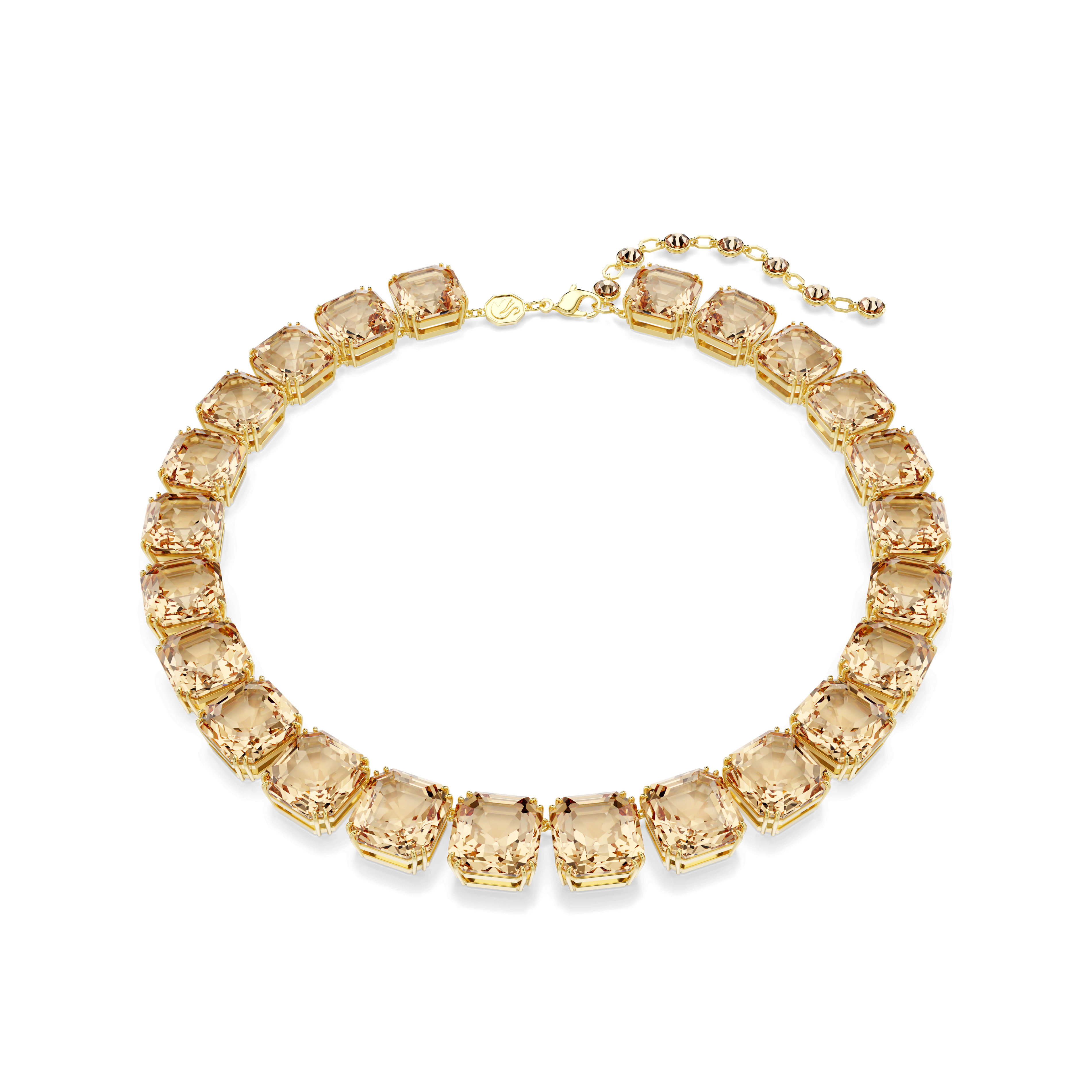 Swarovski Millenia necklace, Octagon cut, Caramel, 18K gold finish — article 5718357