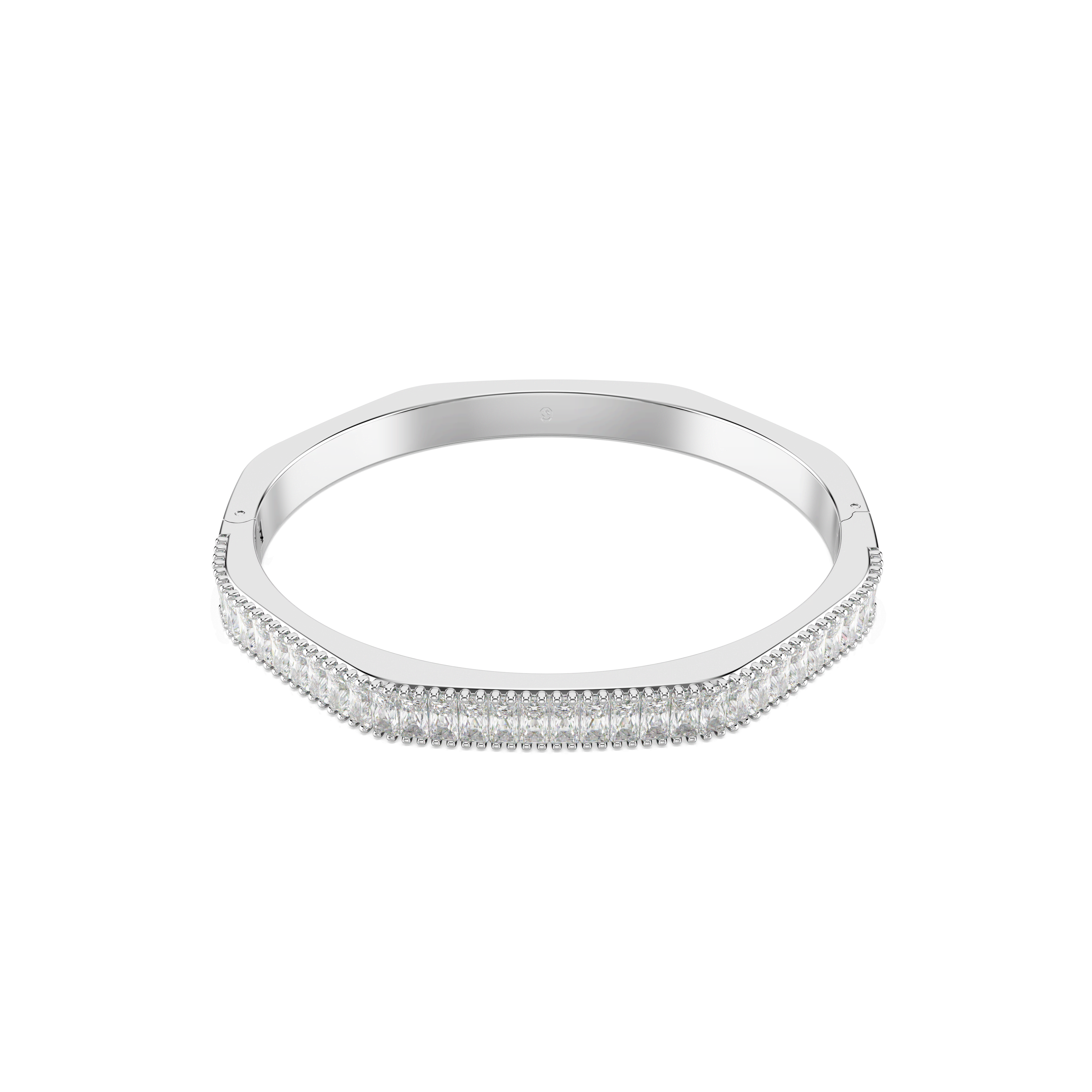 Swarovski Matrix bangle, Baguette cut, Octagon shape, White, Rhodium plated — article 5720621