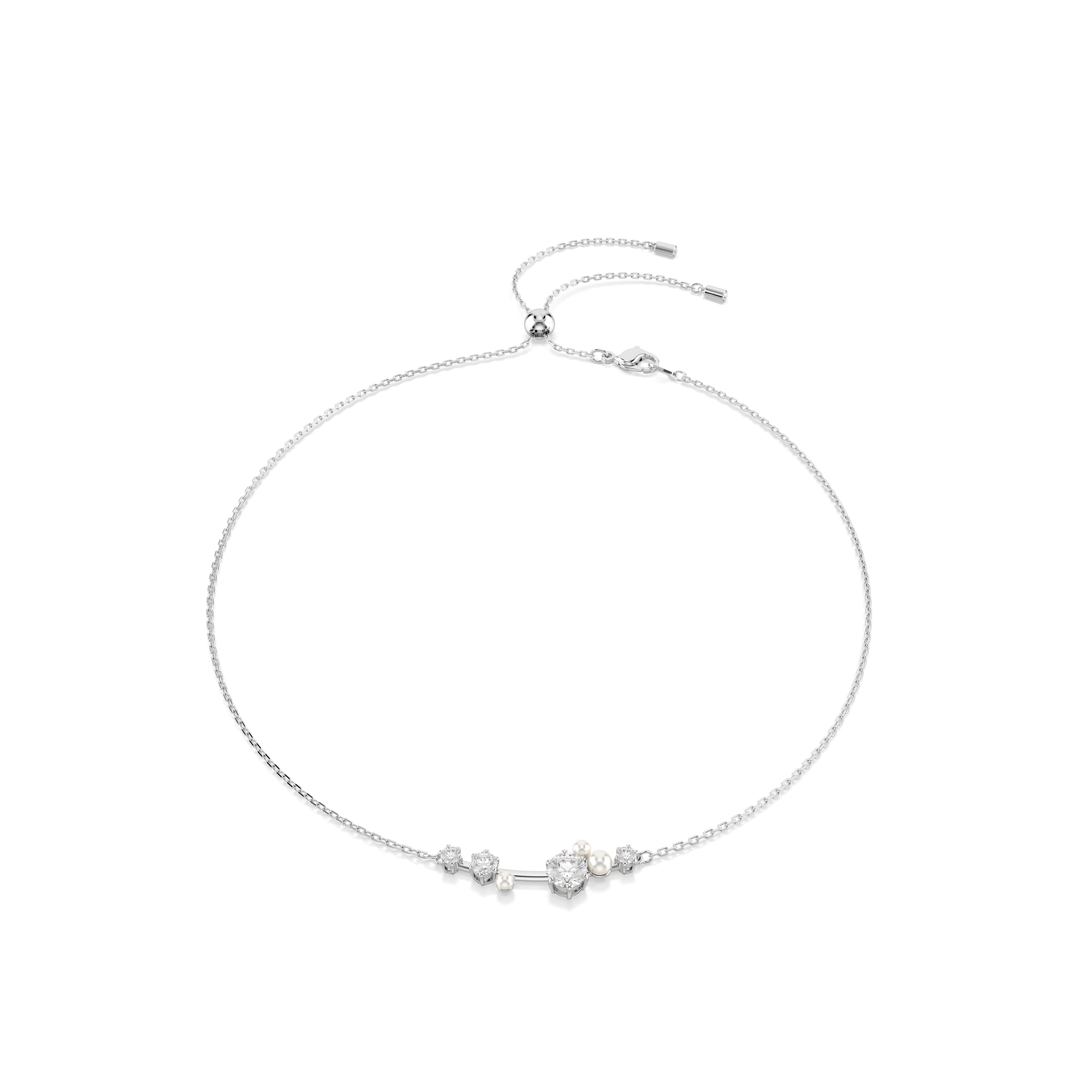 Swarovski Constella necklace, Crystal pearl, Round cuts, White, Rhodium plated — article 5720874