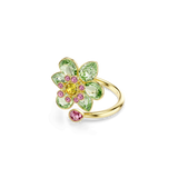 Idyllia open ring, Mixed cuts, Flower, Green, 18K gold finish — article 5721599
