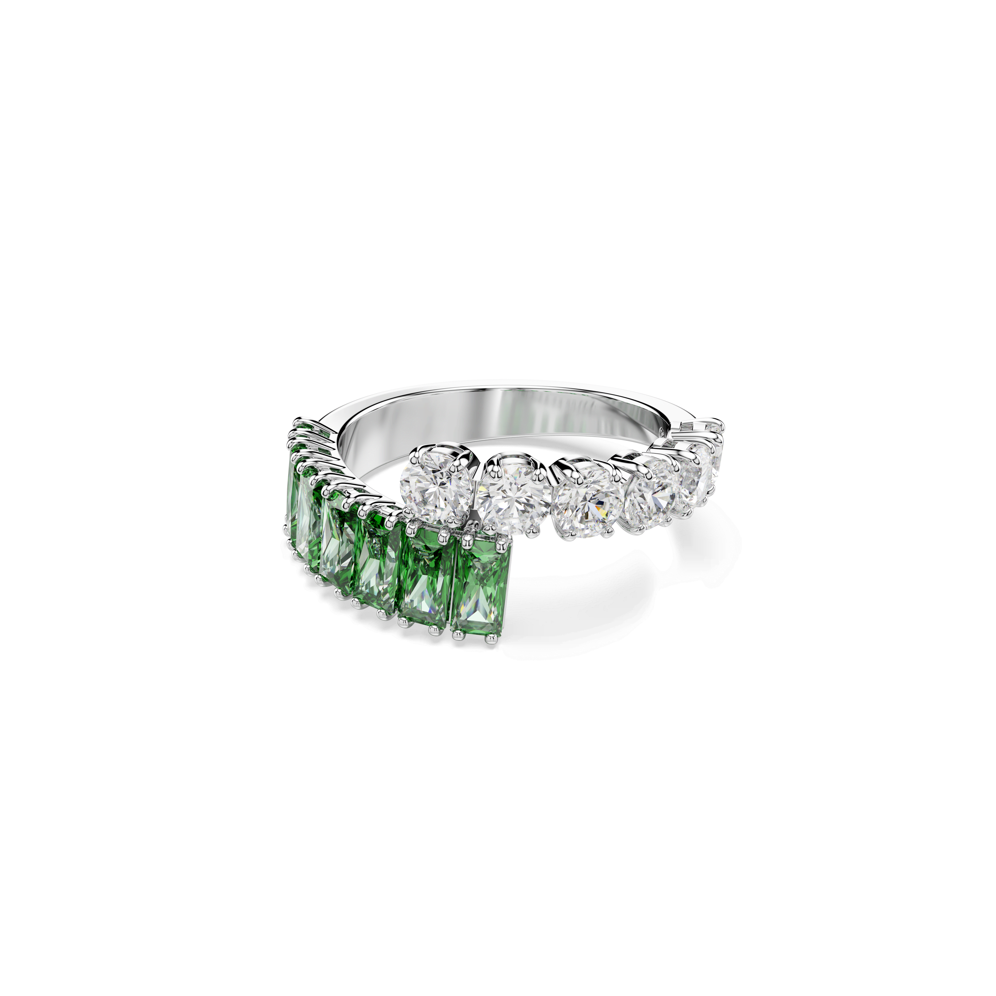 Swarovski Matrix ring, Mixed cuts, Green, Rhodium plated — article 5722455