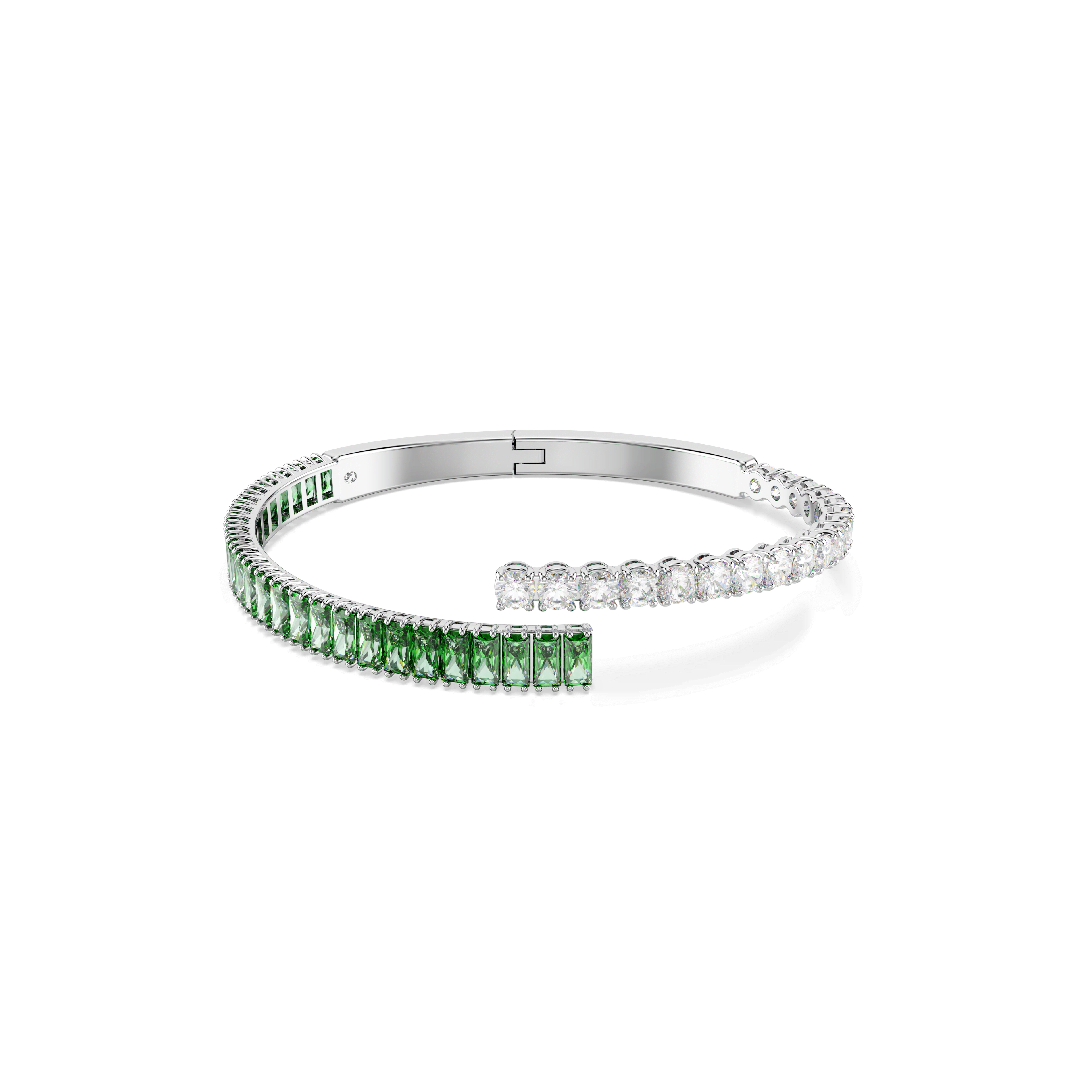 Swarovski Matrix bangle, Mixed cuts, Green, Rhodium plated — article 5722462