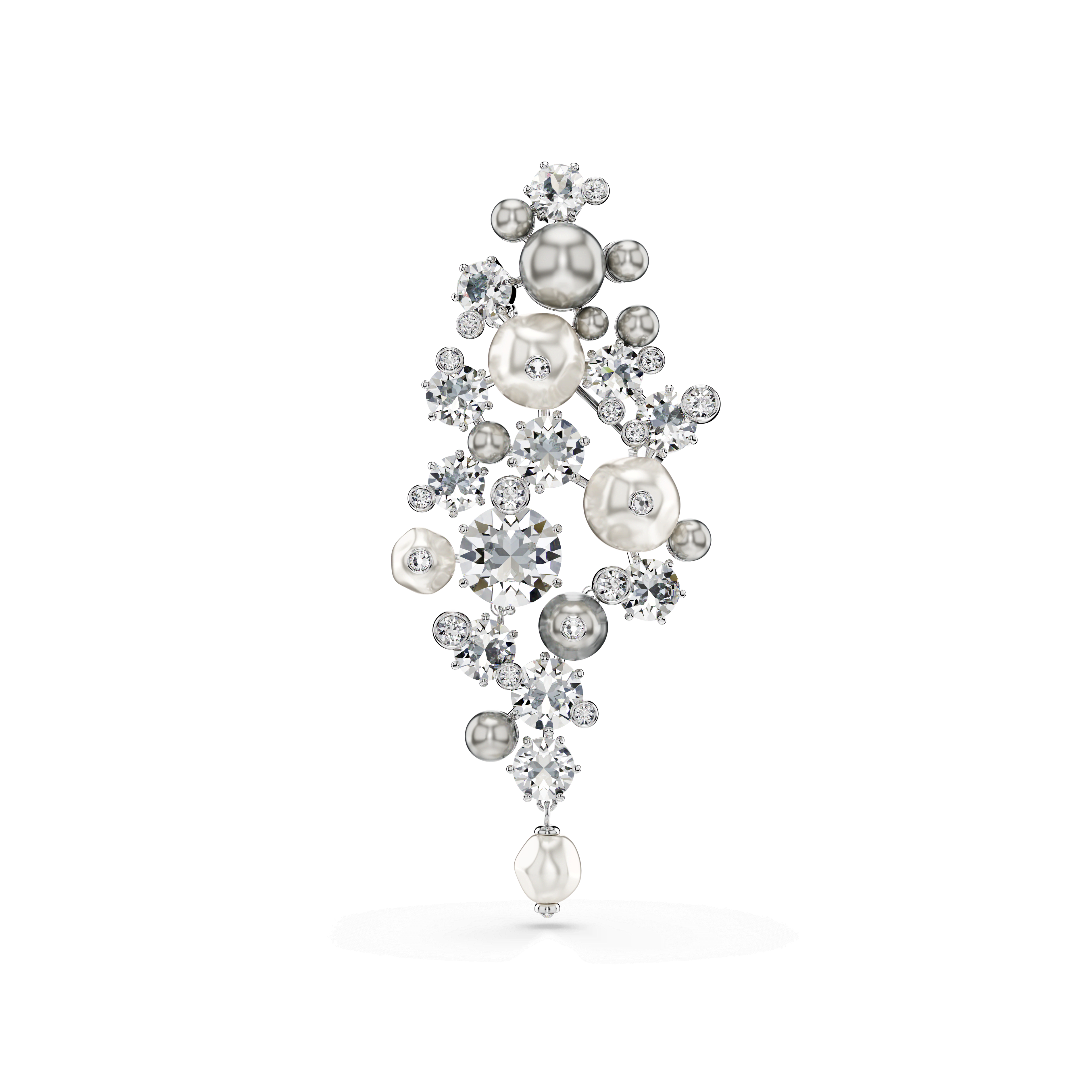 Swarovski Constella brooch, Crystal pearl, Round cut, White, Rhodium plated — article 5722516