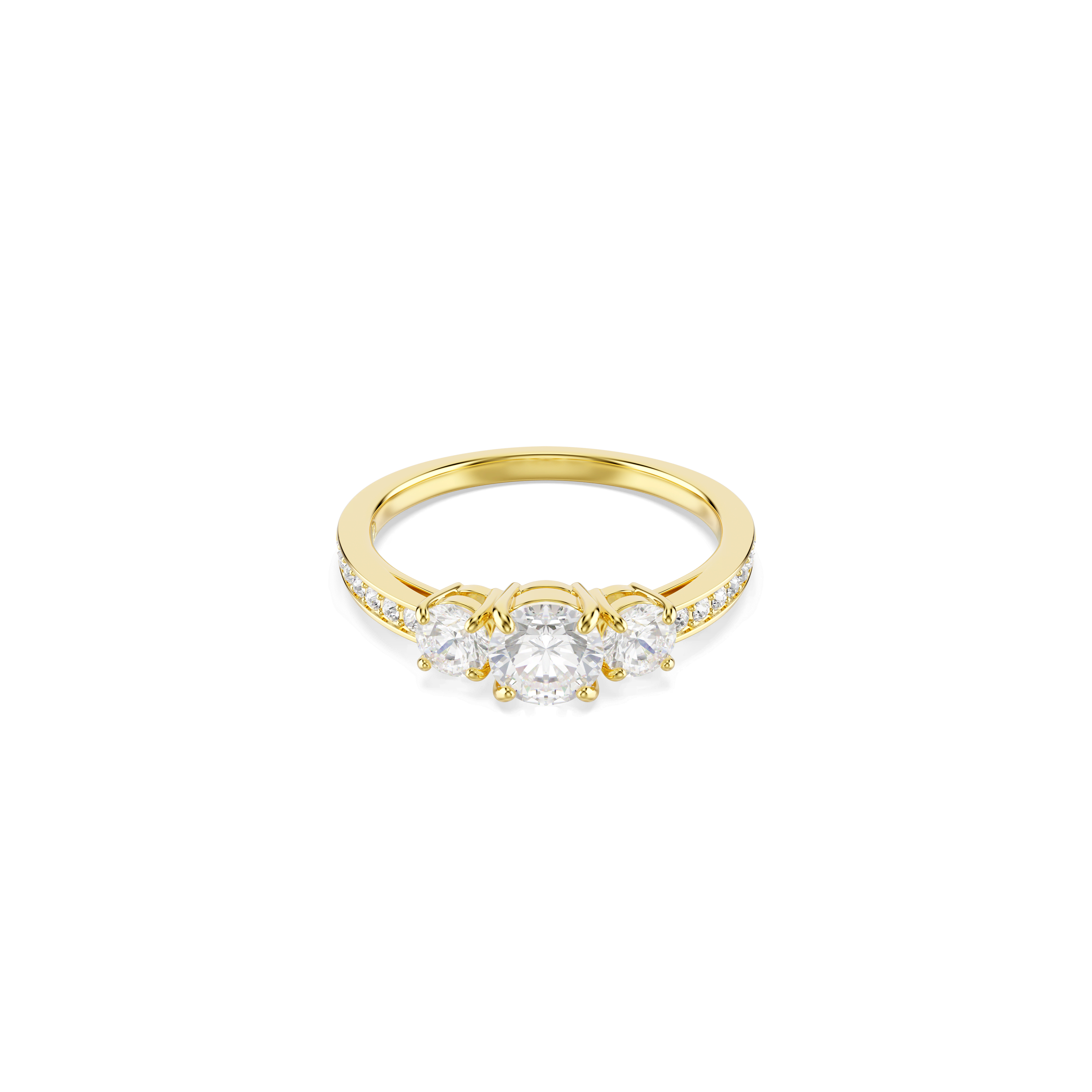 Swarovski Stilla Attract ring, Round cut, White, 18K gold finish — article 5723295