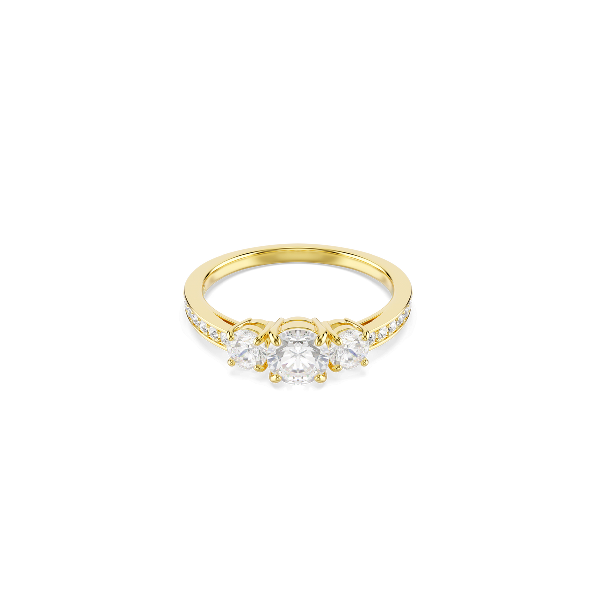 Stilla Attract ring, Round cut, White, 18K gold finish