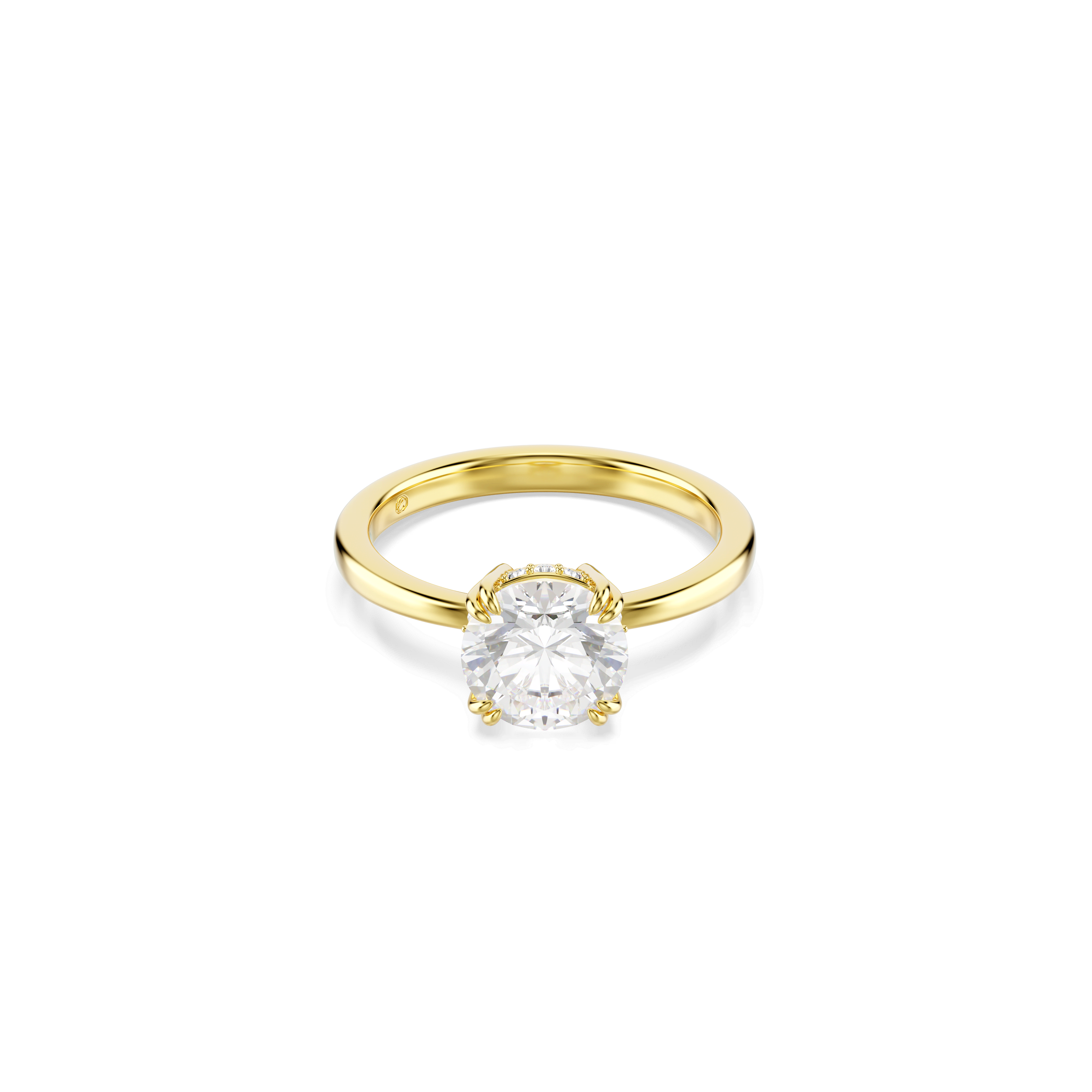 Swarovski Stilla cocktail ring, Round cut, White, 18K gold finish — article 5723330