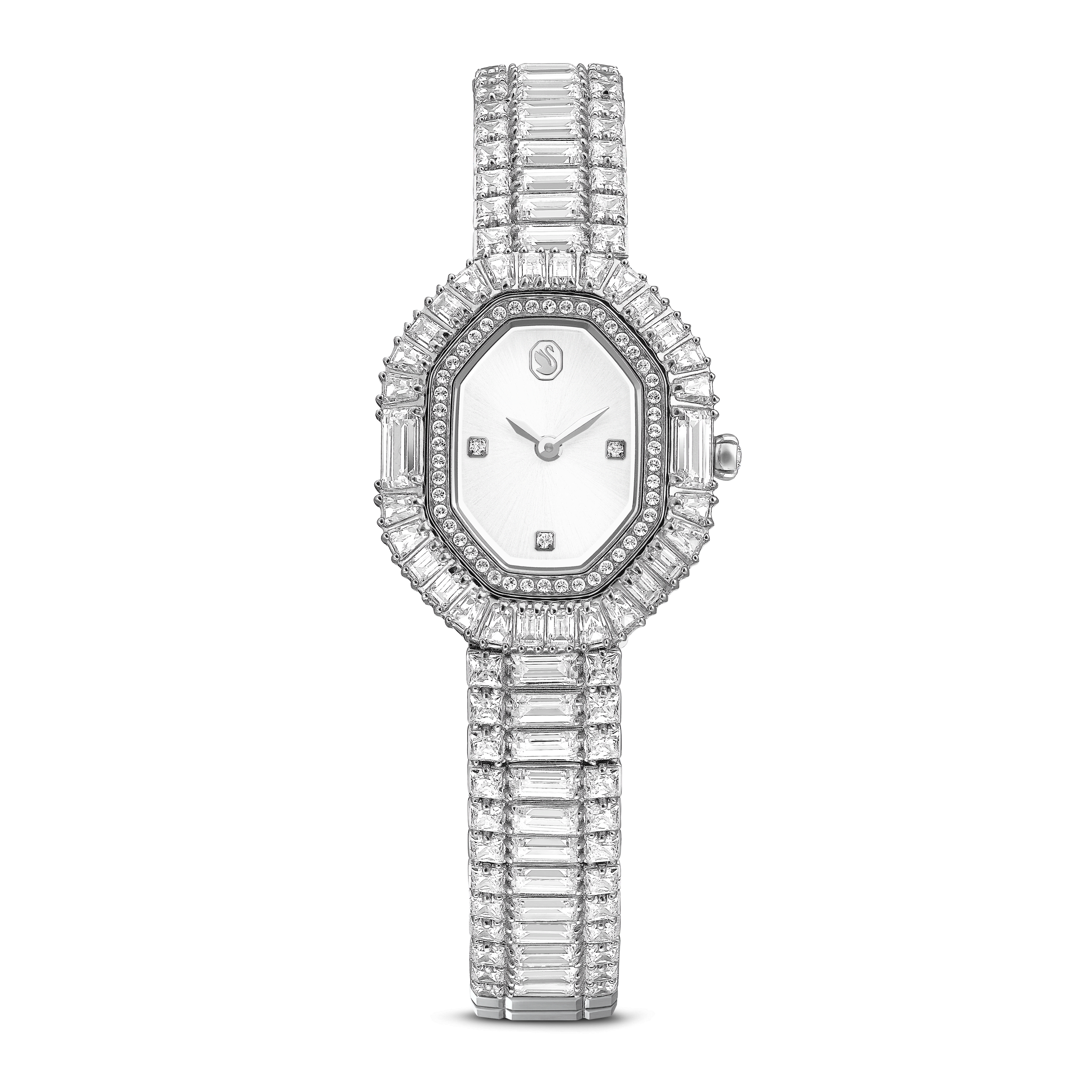 Swarovski Matrix octagon watch, Baguette cut, Metal bracelet, Silver tone, Stainless steel — article 5724516