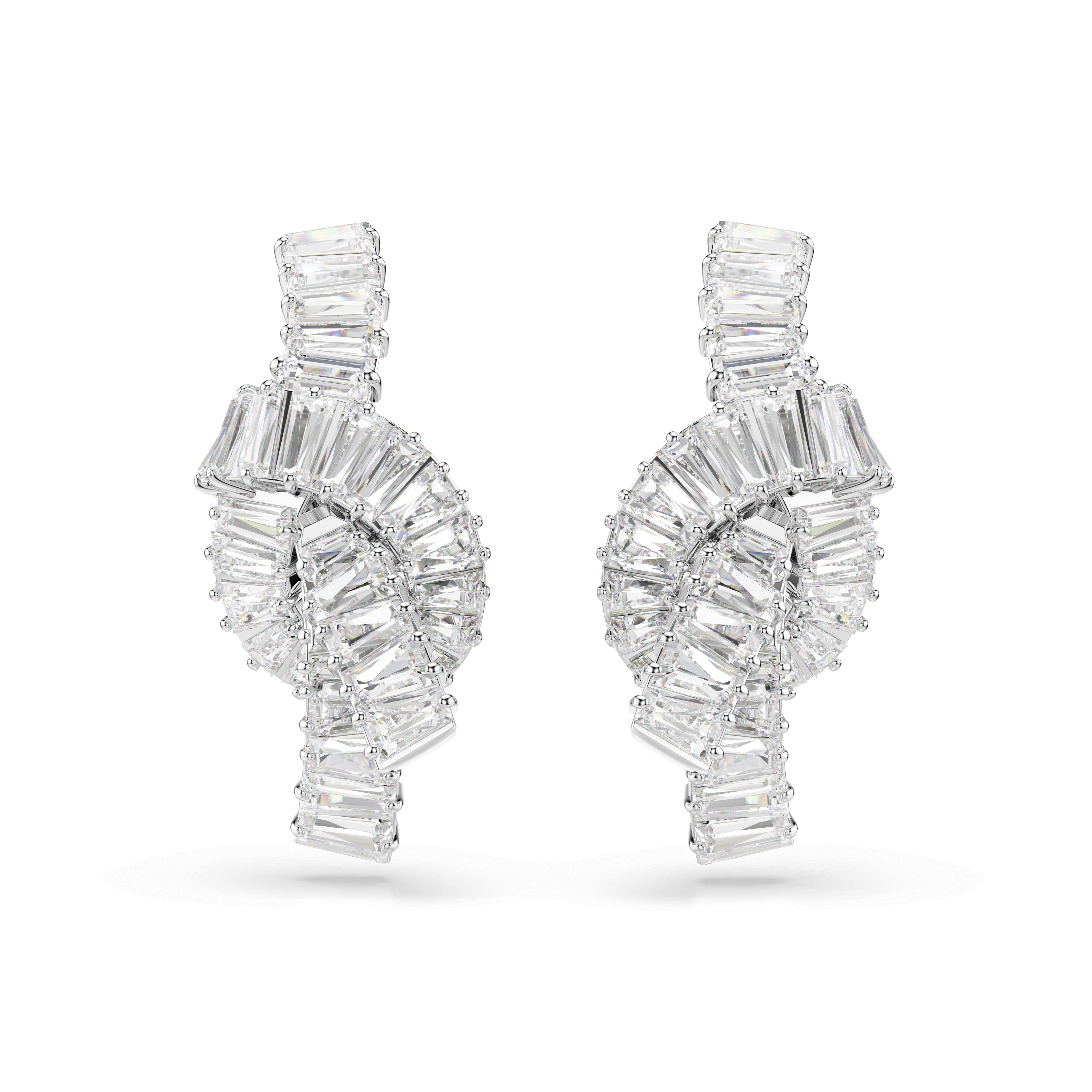 Swarovski Matrix earrings, Baguette cut, Knot, White, Rhodium plated — article 5727040