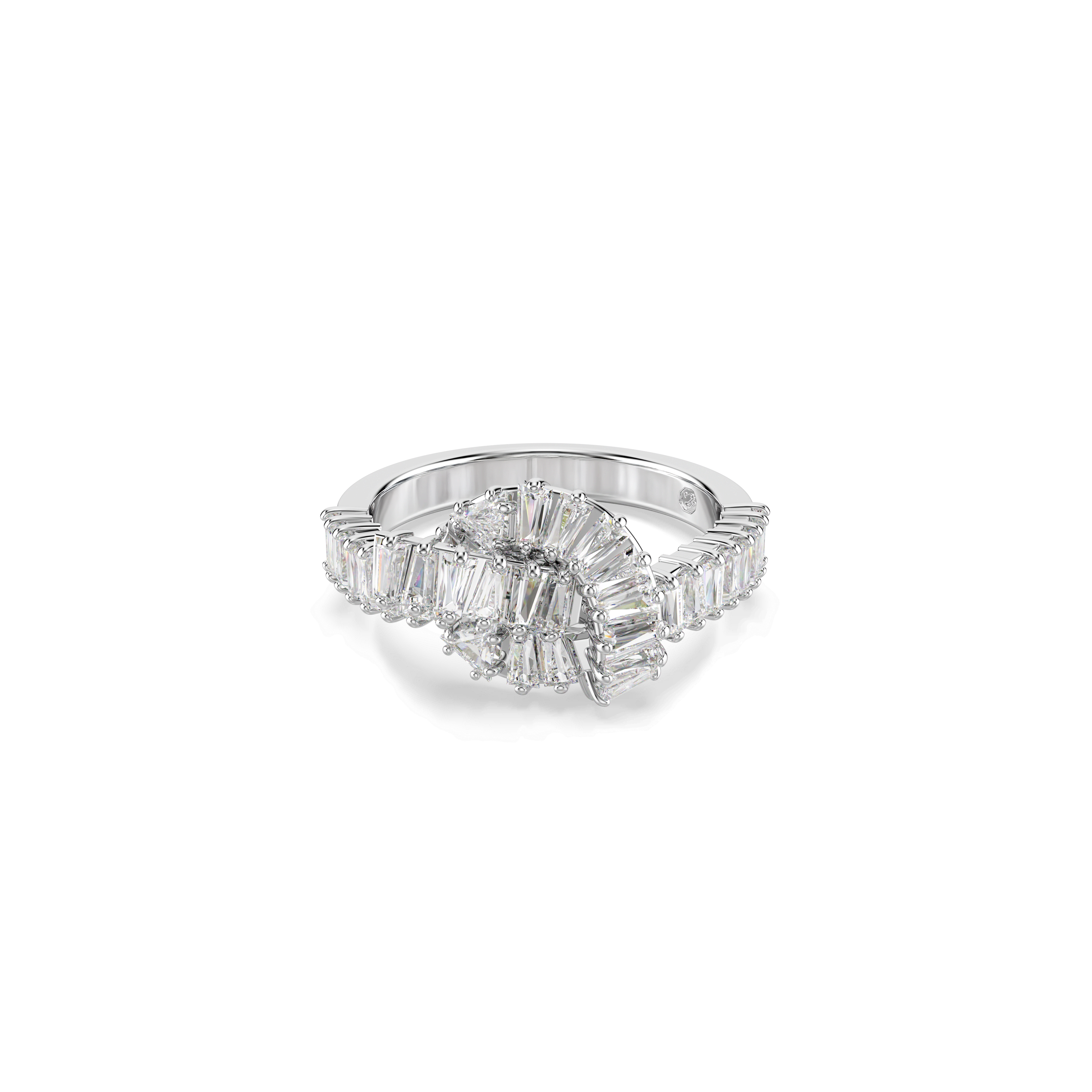 Swarovski Matrix ring, Baguette cut, Knot, White, Rhodium plated — article 5727119