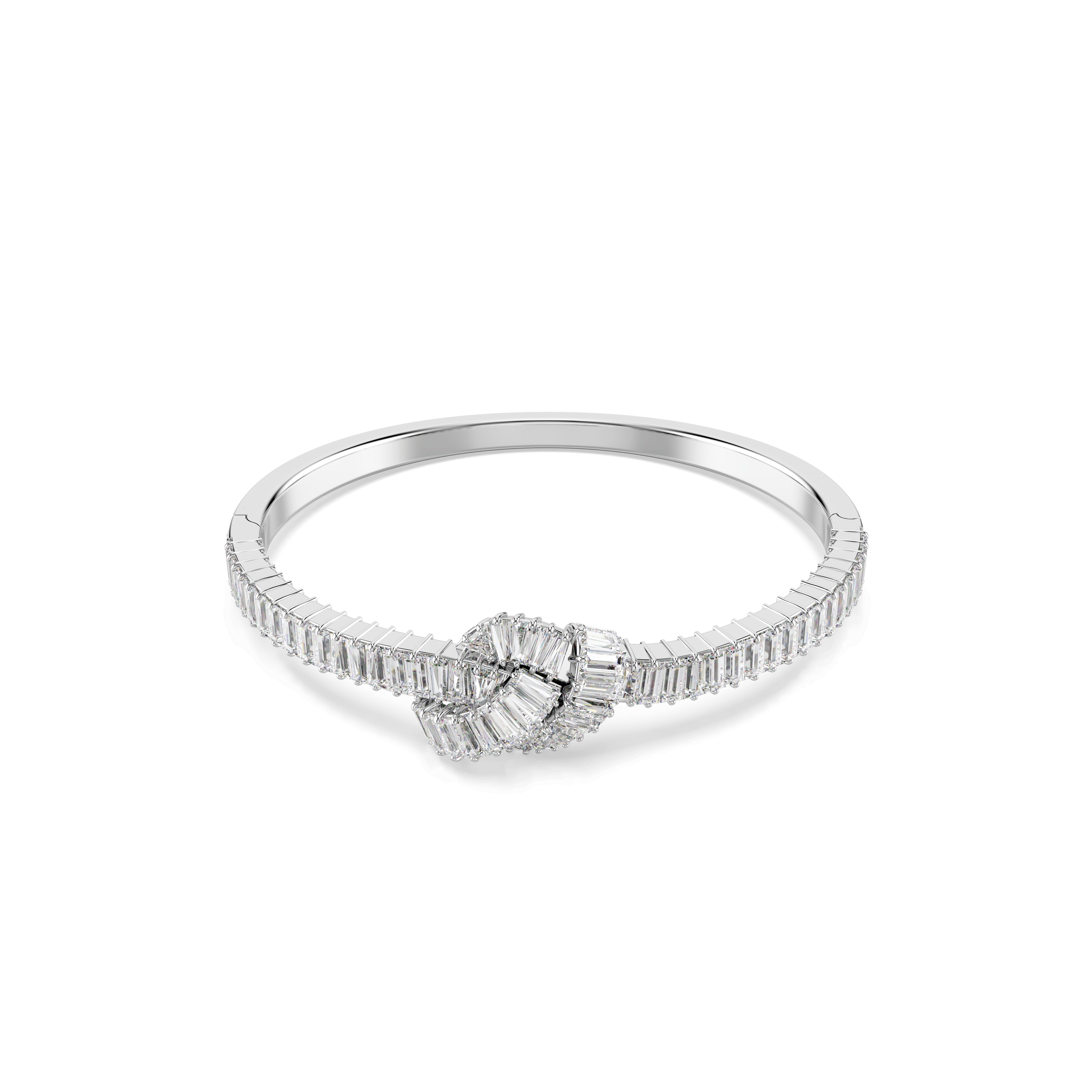 Swarovski Matrix bangle, Baguette cut, Knot, White, Rhodium plated — article 5727120