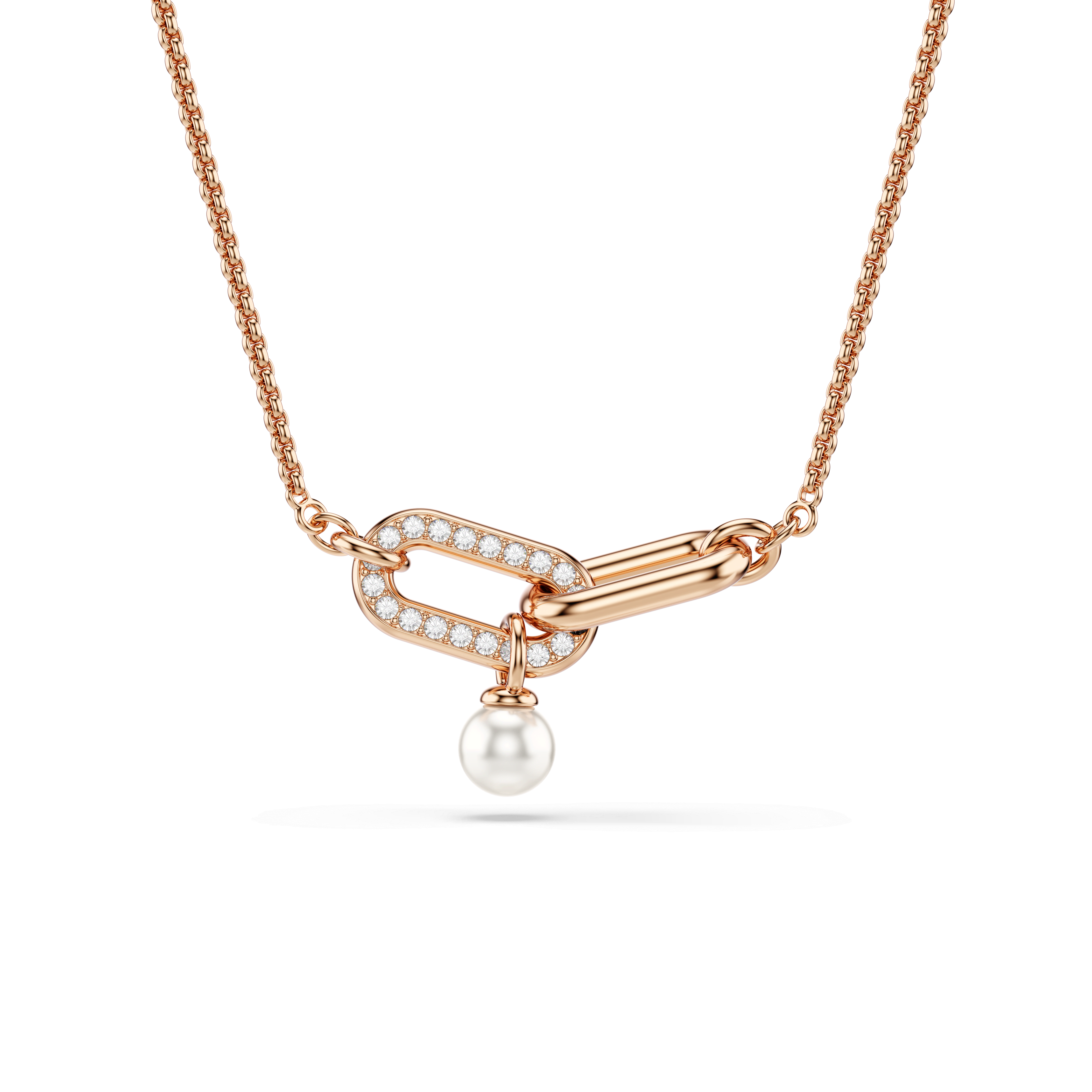 Swarovski Constella pendant, Crystal pearl, Round cut, White, 18K rose gold finish — article 5728589