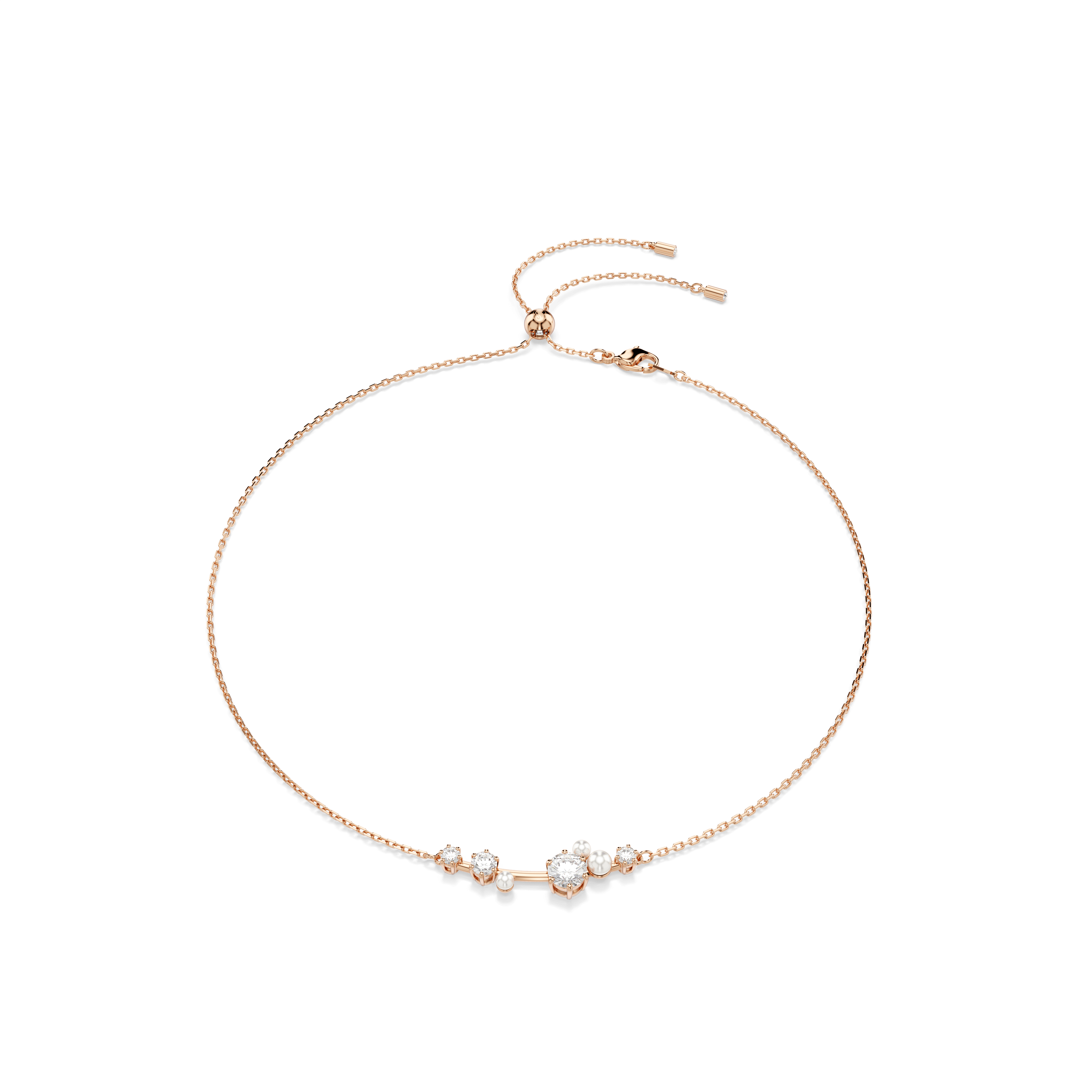 Swarovski Constella necklace, Crystal pearl, Round cuts, White, 18K rose gold finish — article 5729504