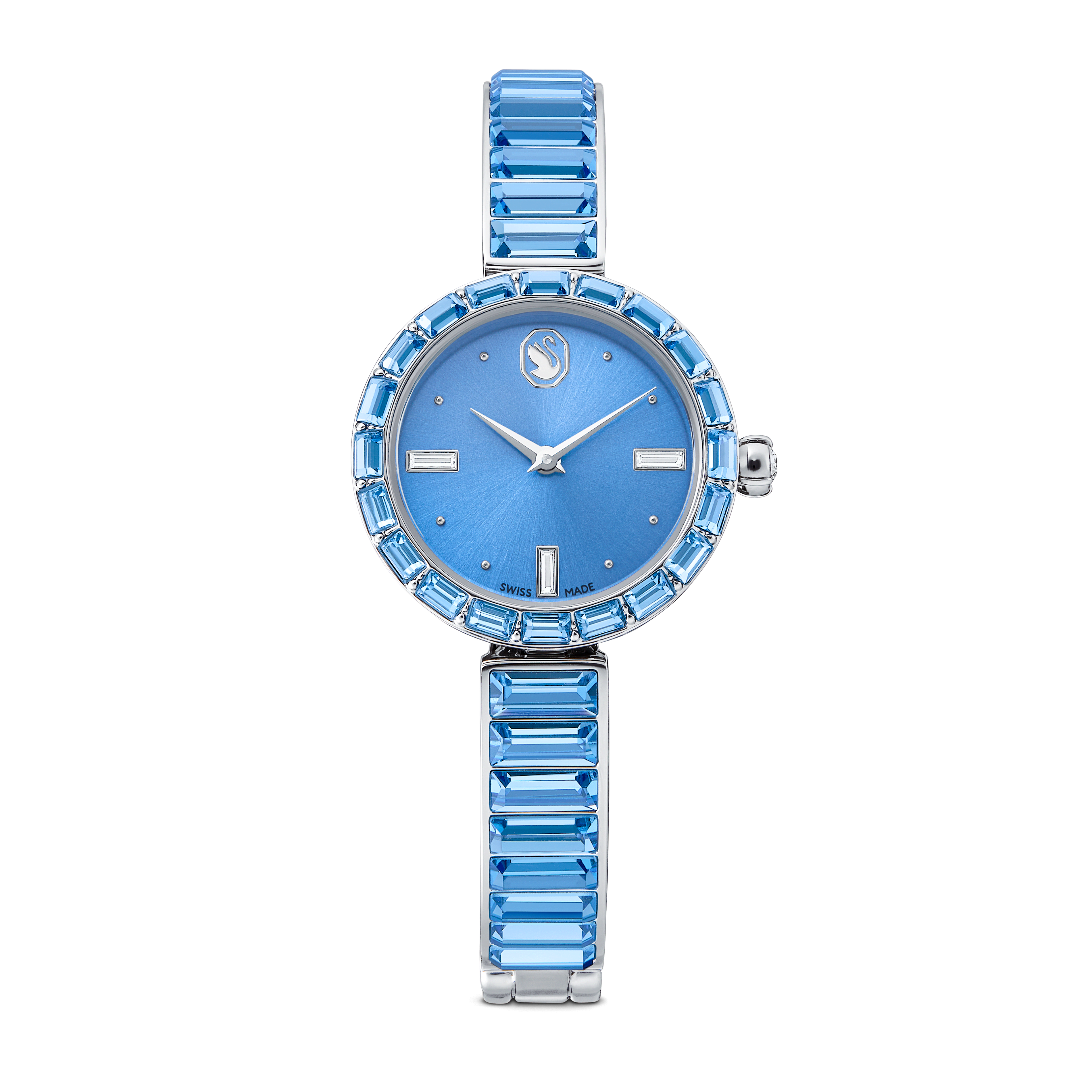Swarovski Matrix bangle watch, Swiss Made, Crystal bracelet, Blue, Stainless steel — article 5730172