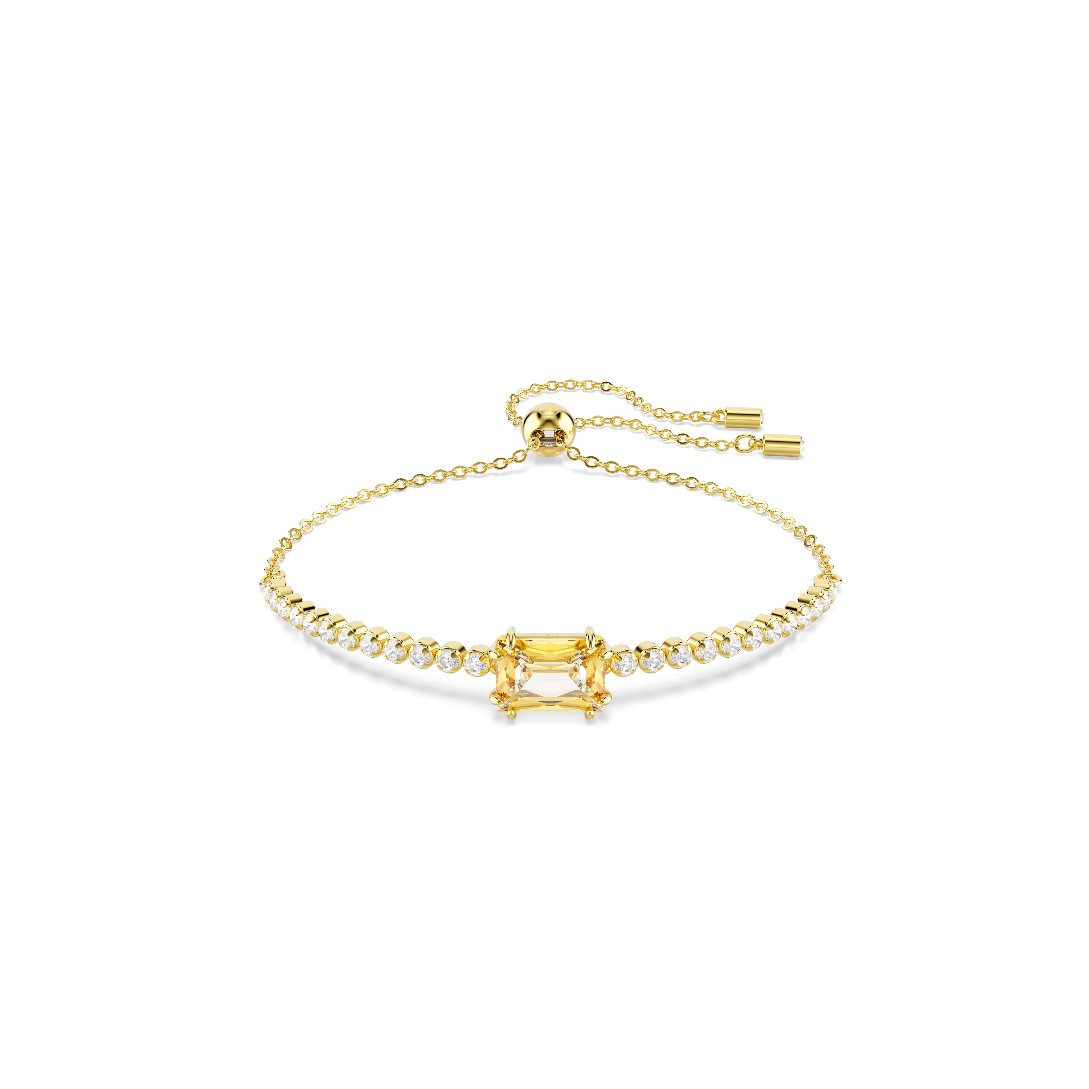 Swarovski Matrix Tennis bracelet, Mixed cuts, Caramel, 18K gold finish — article 5730699