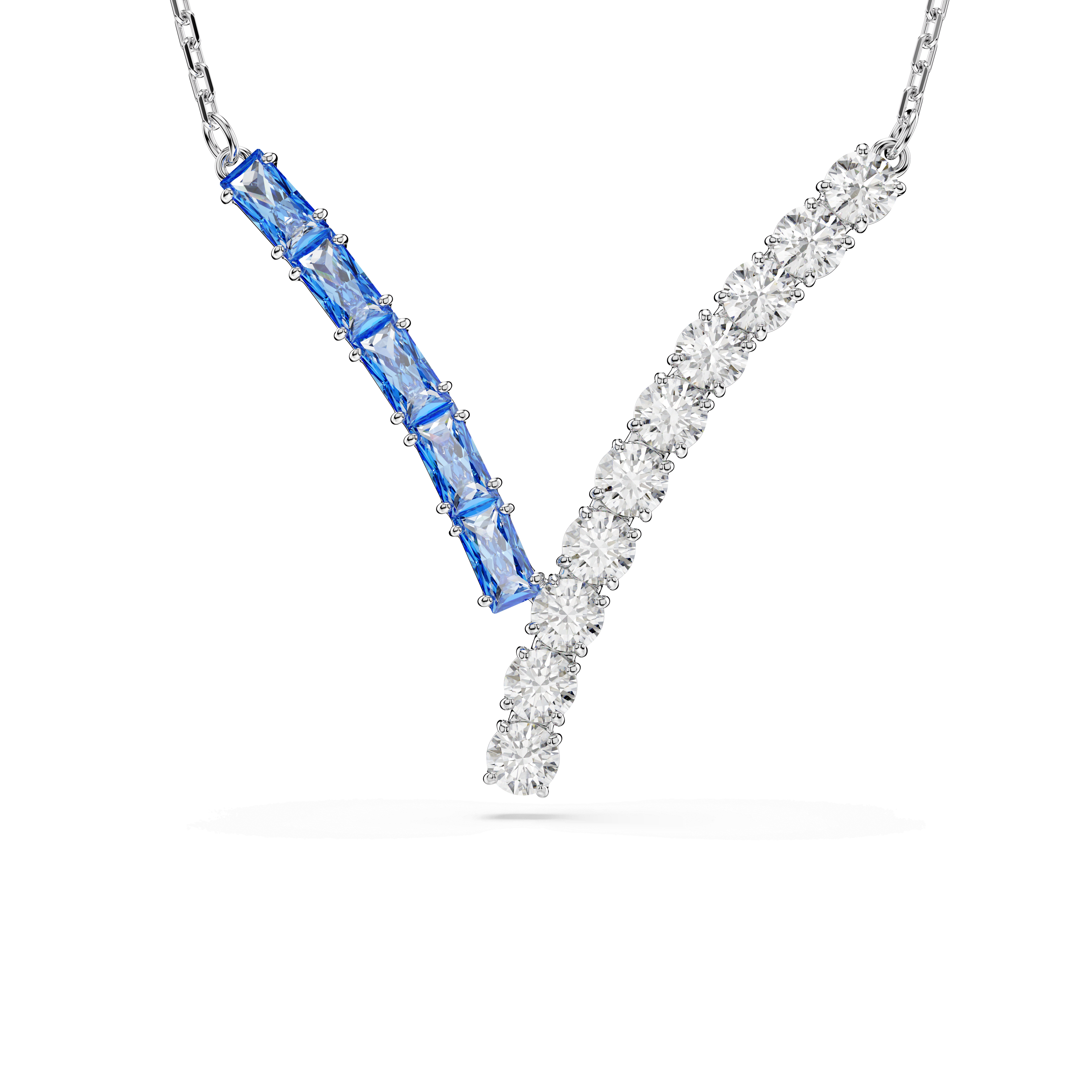 Swarovski Matrix pendant, Mixed cuts, Blue, Rhodium plated — article 5732265