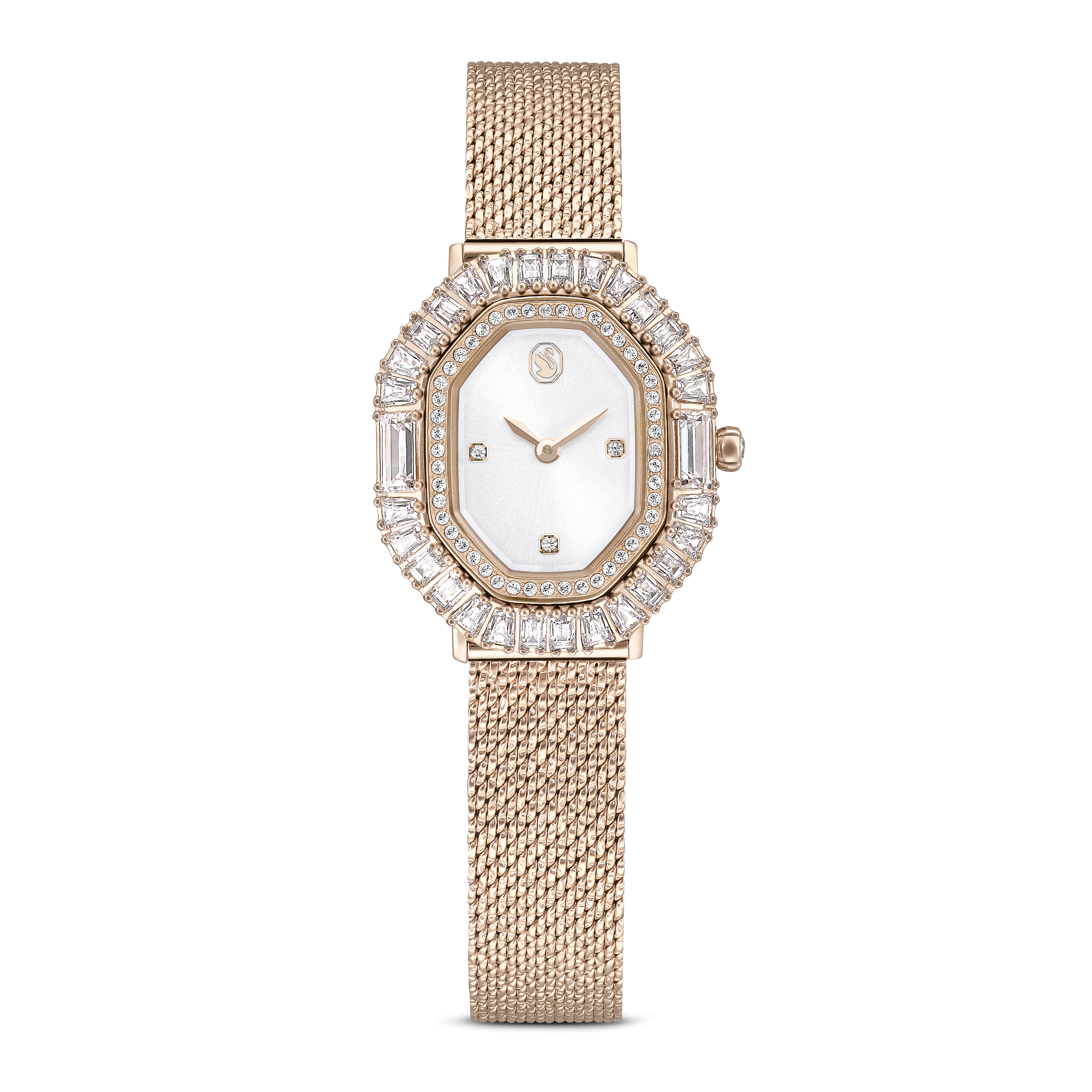 Swarovski Matrix octagon watch, Metal bracelet, Gold tone, Champagne gold-tone finish — article 5732501
