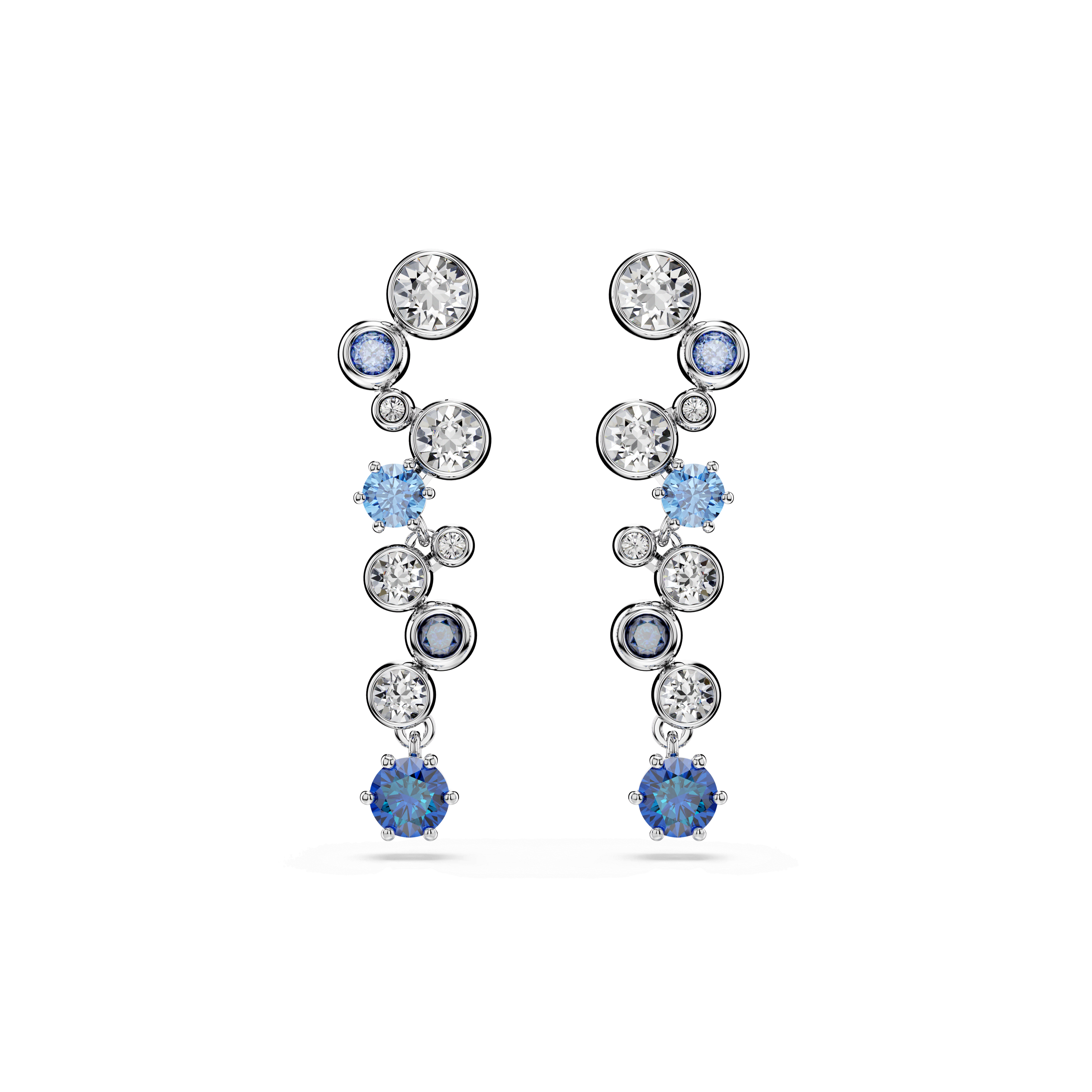 Swarovski Constella drop earrings, Mixed cuts, Blue, Rhodium plated — article 5732775