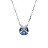 Bella V pendant, Round cut, Blue, Rhodium plated — article 5734232