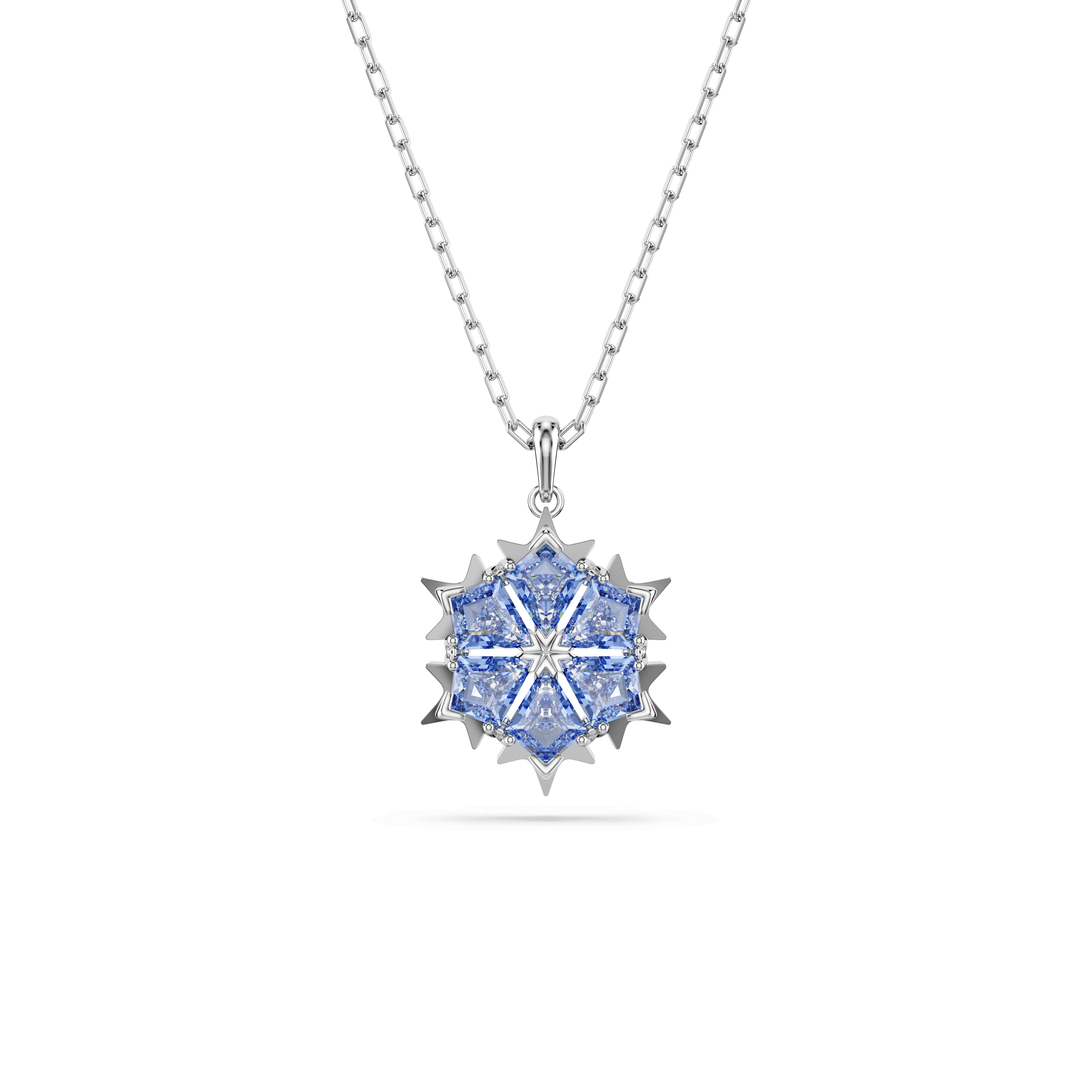 Swarovski Magic pendant, Snowflake, Blue, Rhodium plated — article 5735399