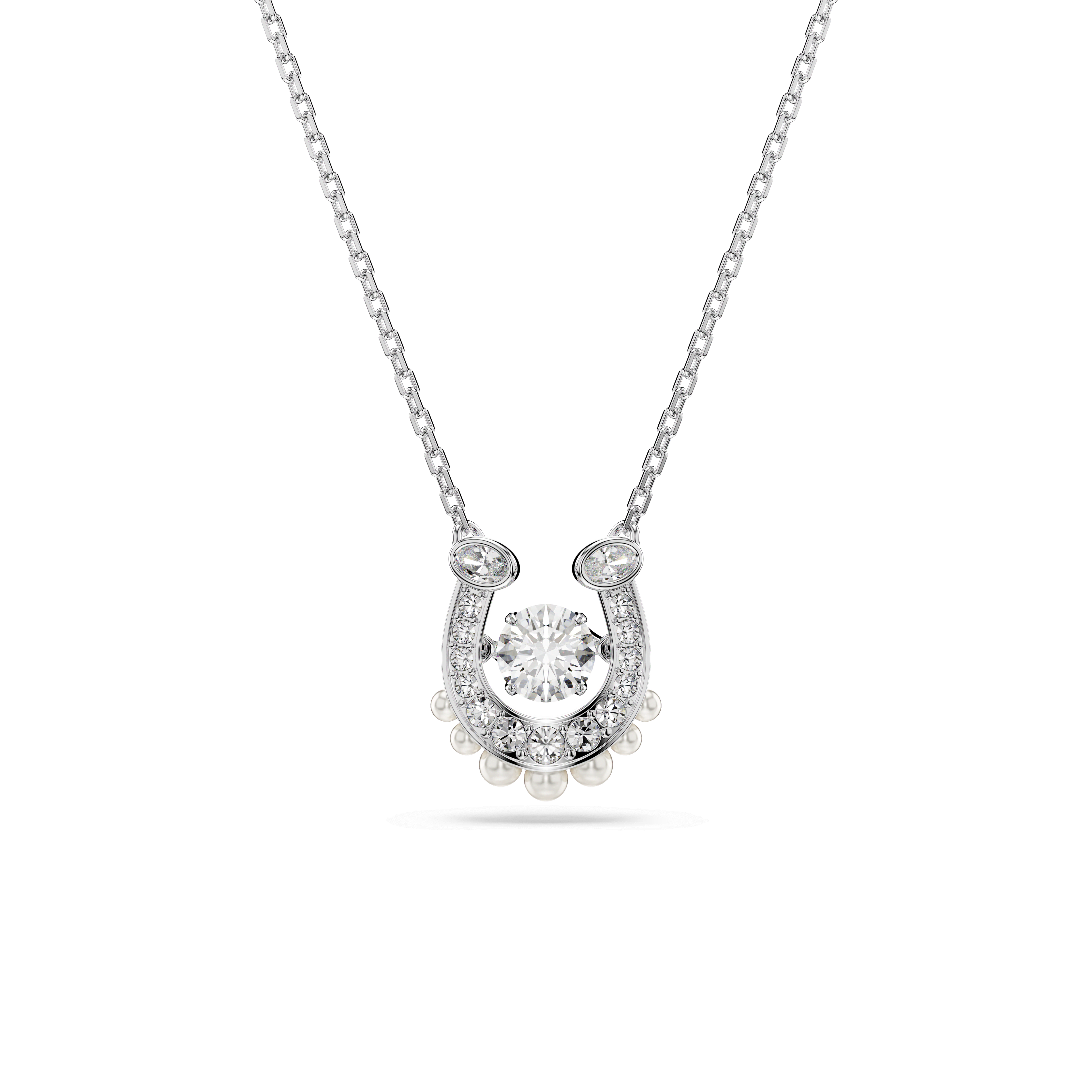 Swarovski Symbolica pendant, Crystal pearl, Round cut, Pavé, Horse shoe, White, Rhodium plated — article 5736972