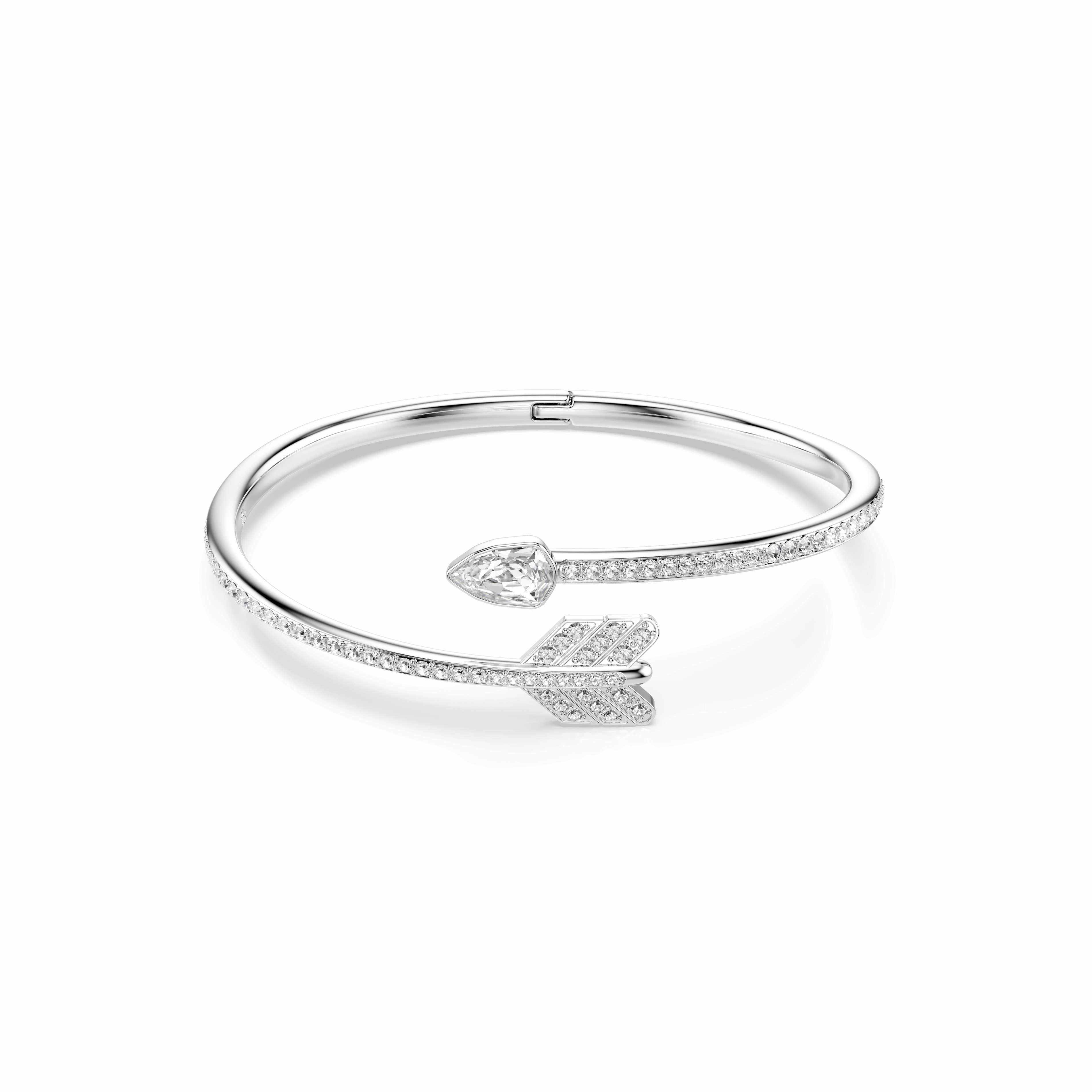 Swarovski Idyllia bangle, Mixed cuts, Arrow, White, Rhodium plated — article 5737263
