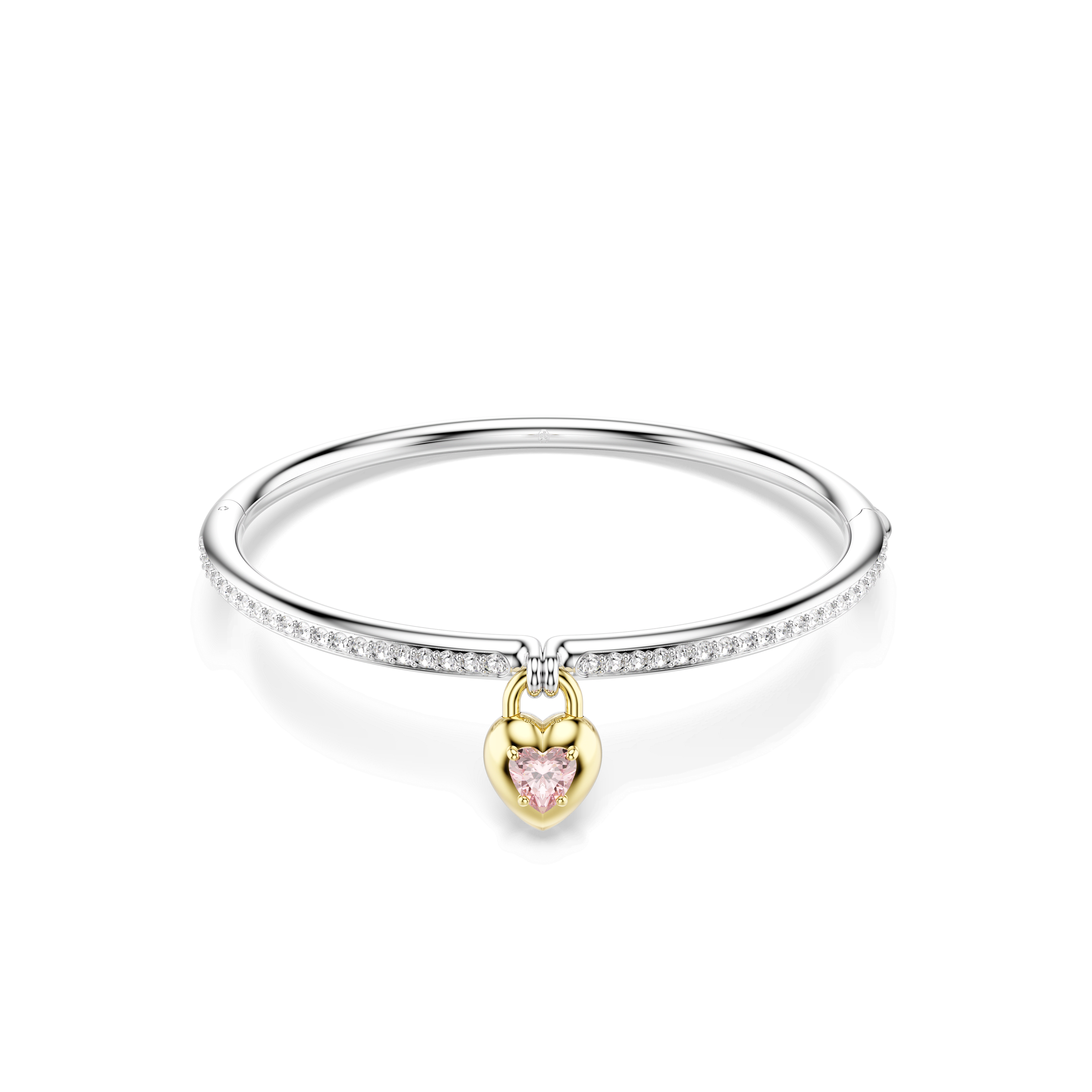 Swarovski Idyllia bangle, Mixed cuts, Heart, Pink, Mixed metal finish — article 5737265