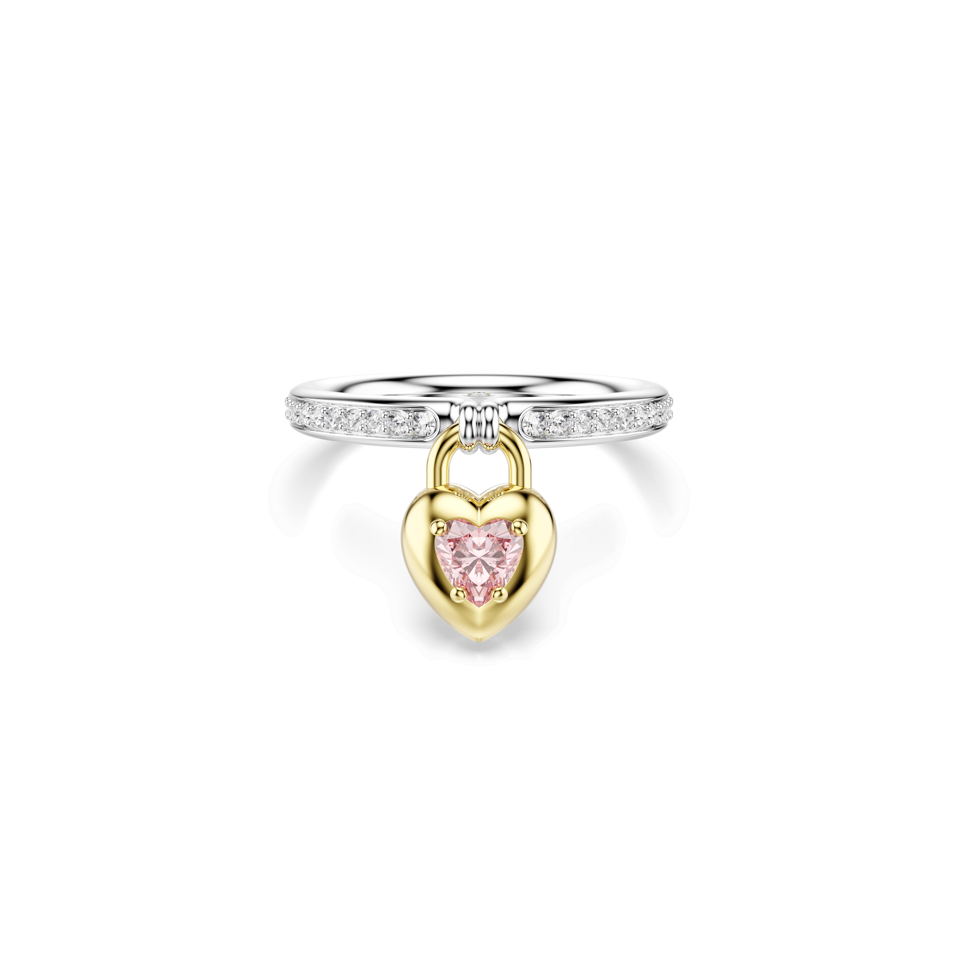 Swarovski Idyllia motif ring, Mixed cuts, Heart, Pink, Mixed metal finish — article 5737271