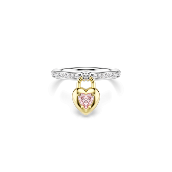 Idyllia motif ring, Mixed cuts, Heart, Pink, Mixed metal finish — article 5737271