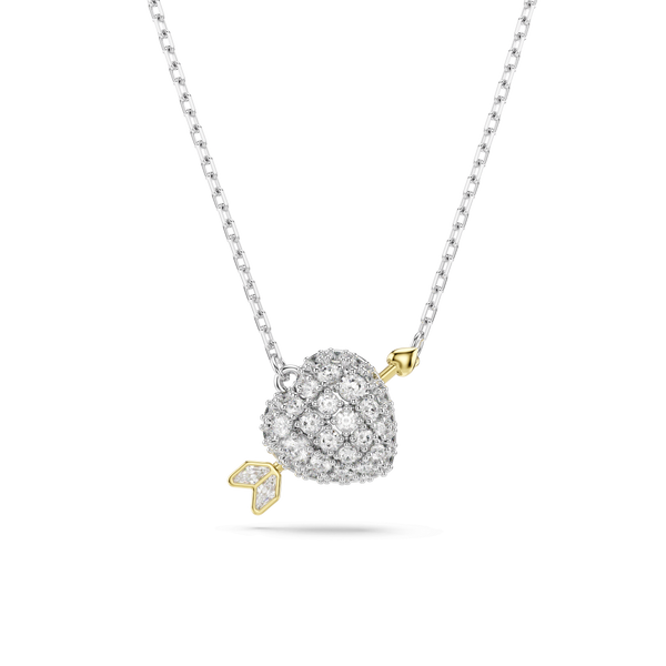 Idyllia pendant, Mixed cuts, Heart with arrow, White, Mixed metal finish — article 5737291