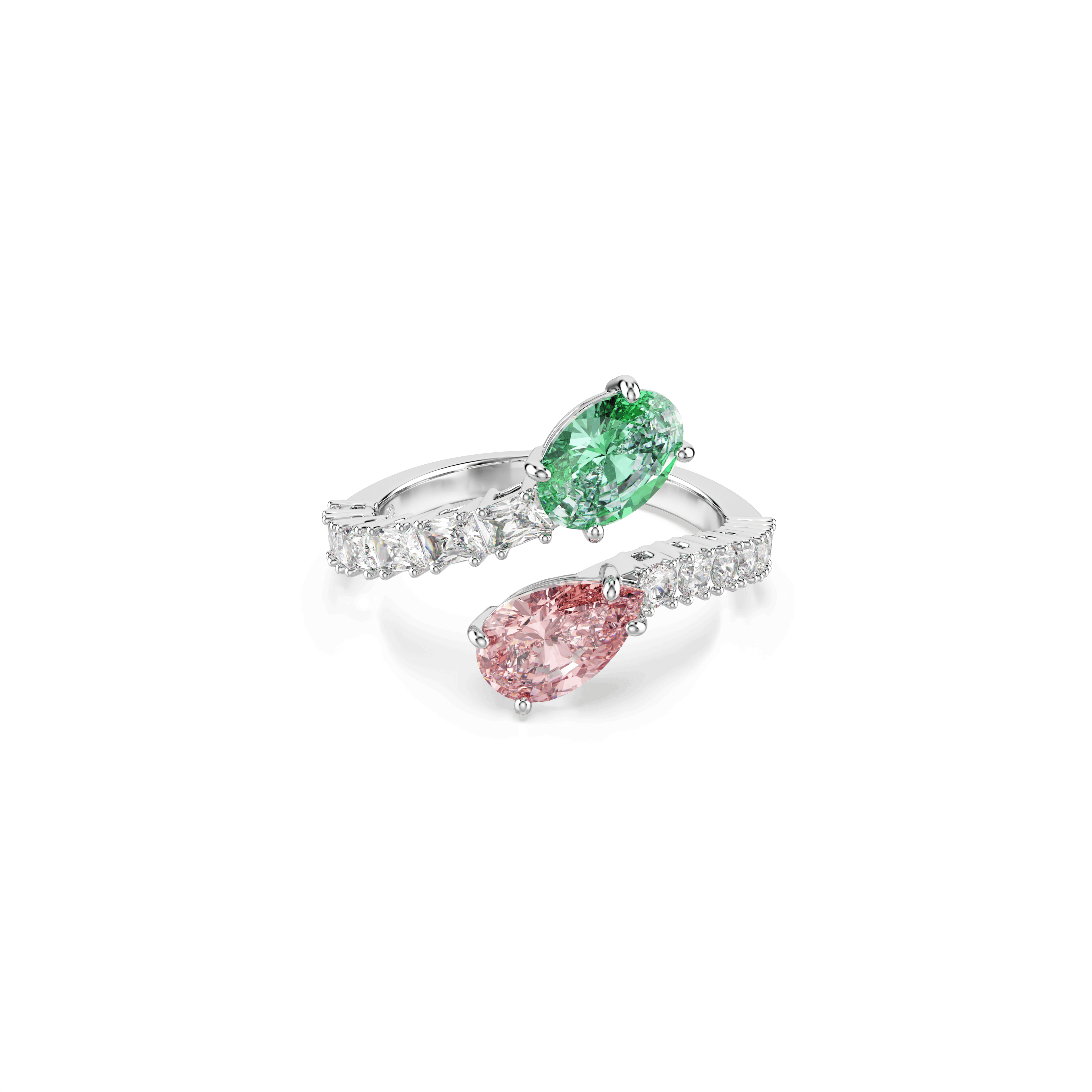 Swarovski Ariana Grande x Swarovski open ring, Mixed cuts, Multicolored, Rhodium plated — article 5737373