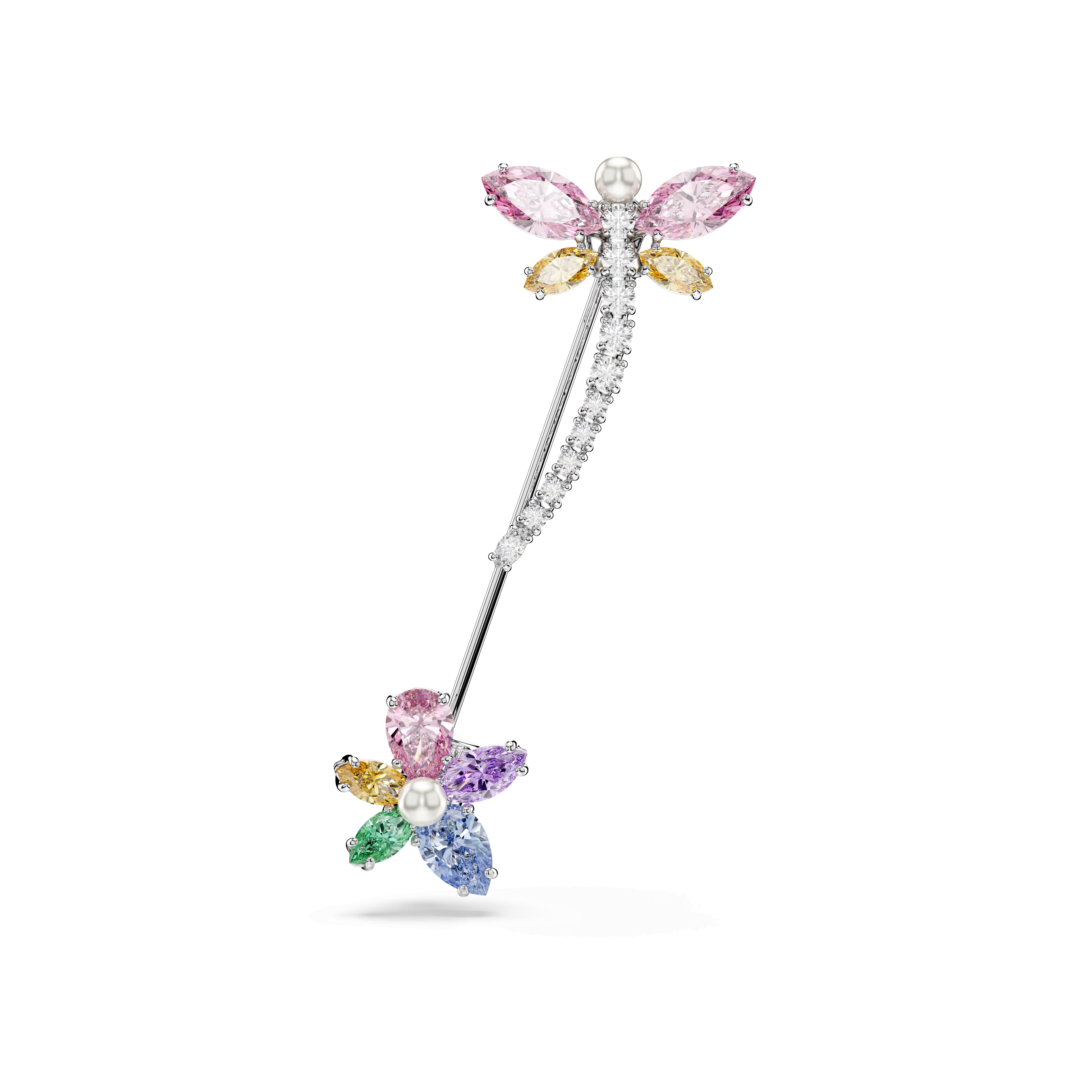 Swarovski Ariana Grande x Swarovski brooch, Mixed cuts, Dragonfly, Multicolored, Rhodium plated — article 5737428