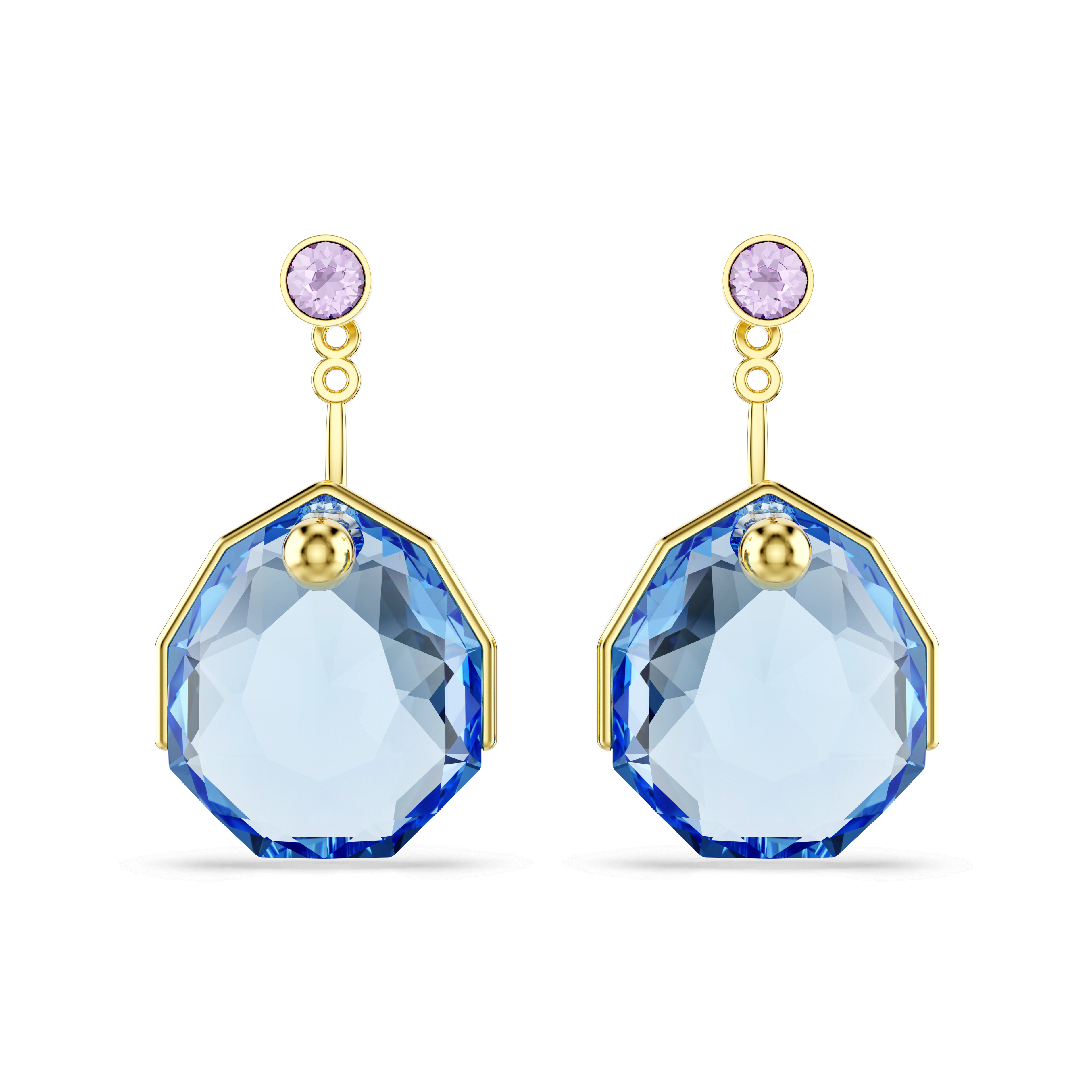Swarovski Gema earring jackets, Blue, 18K gold finish — article 5737449