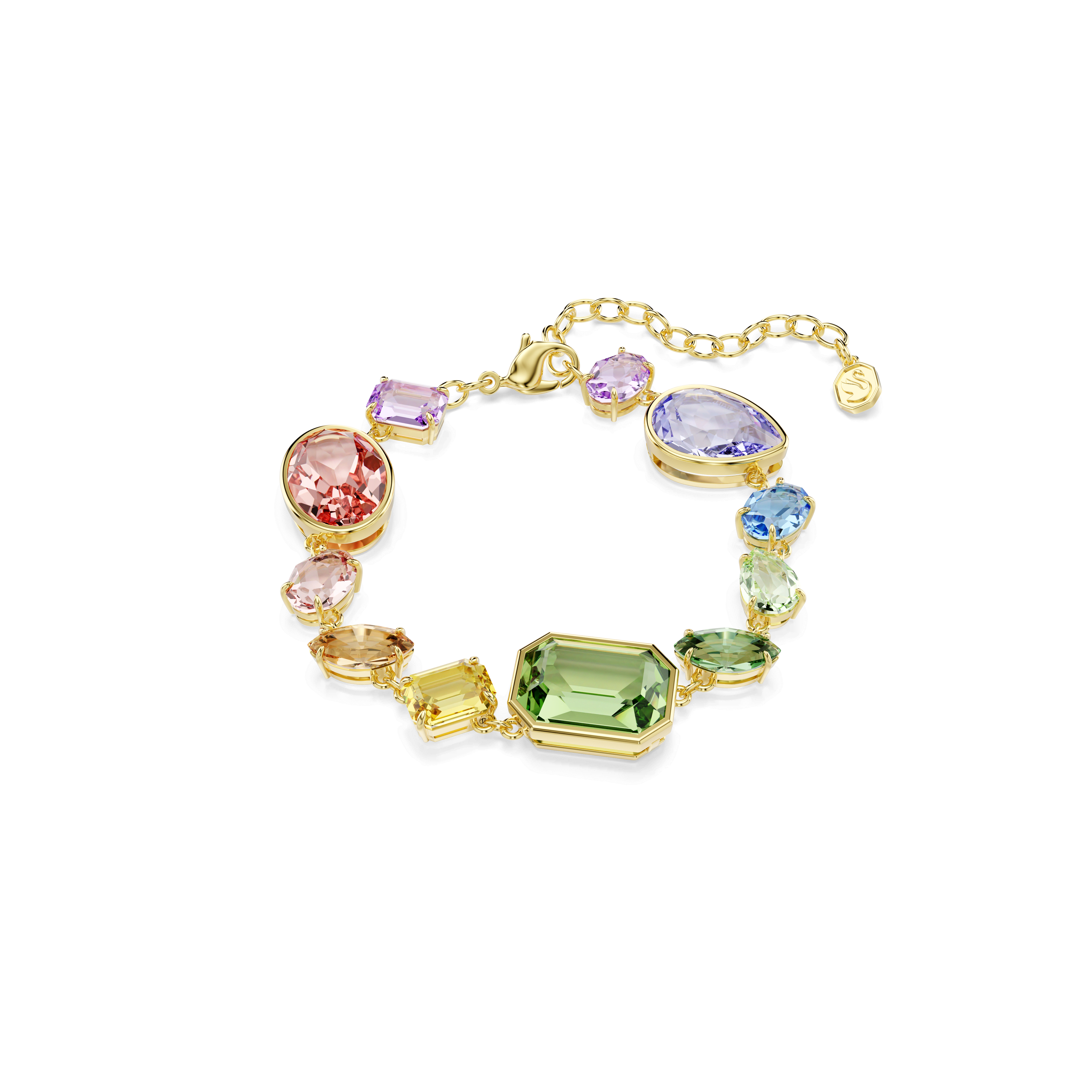 Swarovski Gema bracelet, Mixed cuts, Multicolored, 18K gold finish — article 5737453