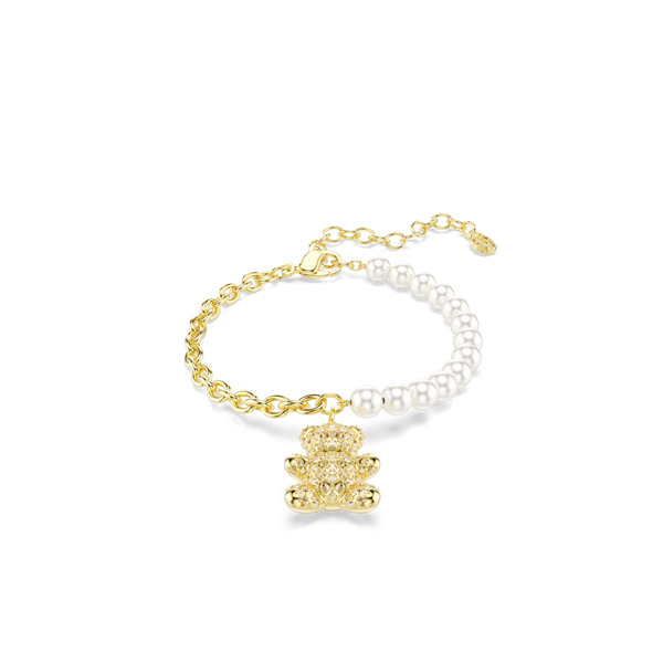 Idyllia bracelet, Crystal pearl, Round cut, Teddy, Gold tone, 18K gold finish — article 5737622