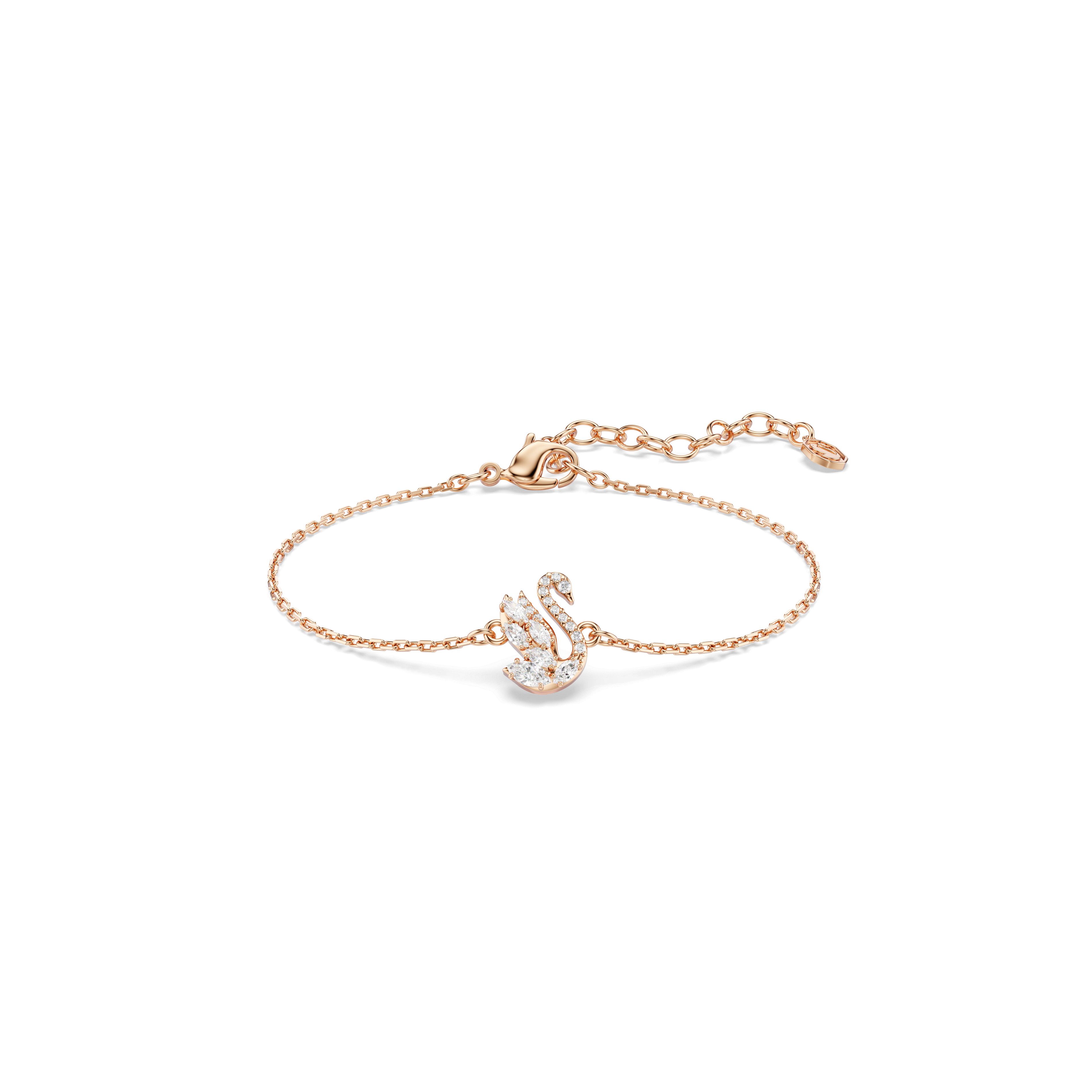 Swarovski Swan bracelet, Mixed cuts, Swan, White, 18K rose gold finish — article 5738202