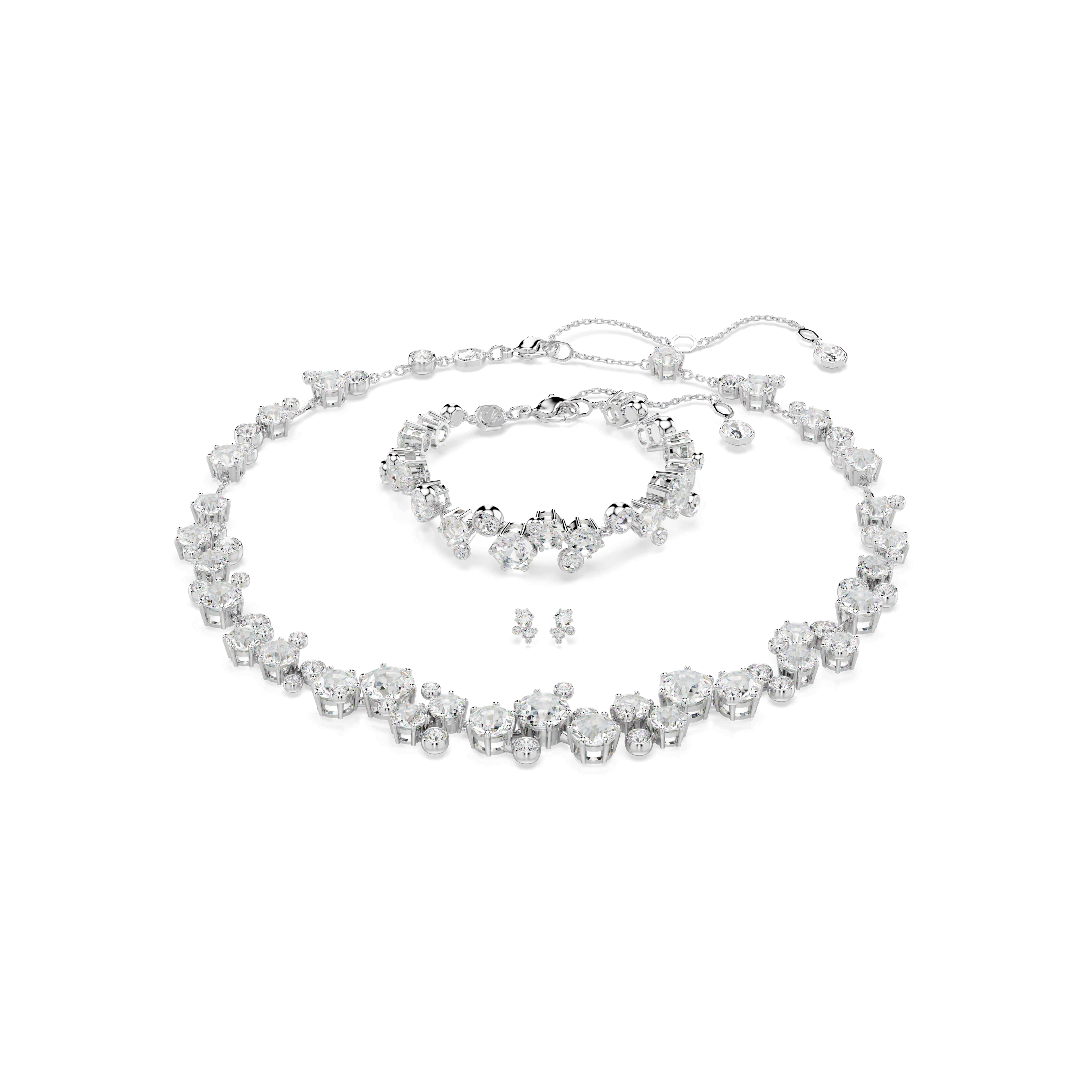 Swarovski Constella set, Mixed cuts, White, Rhodium plated — article 5738285