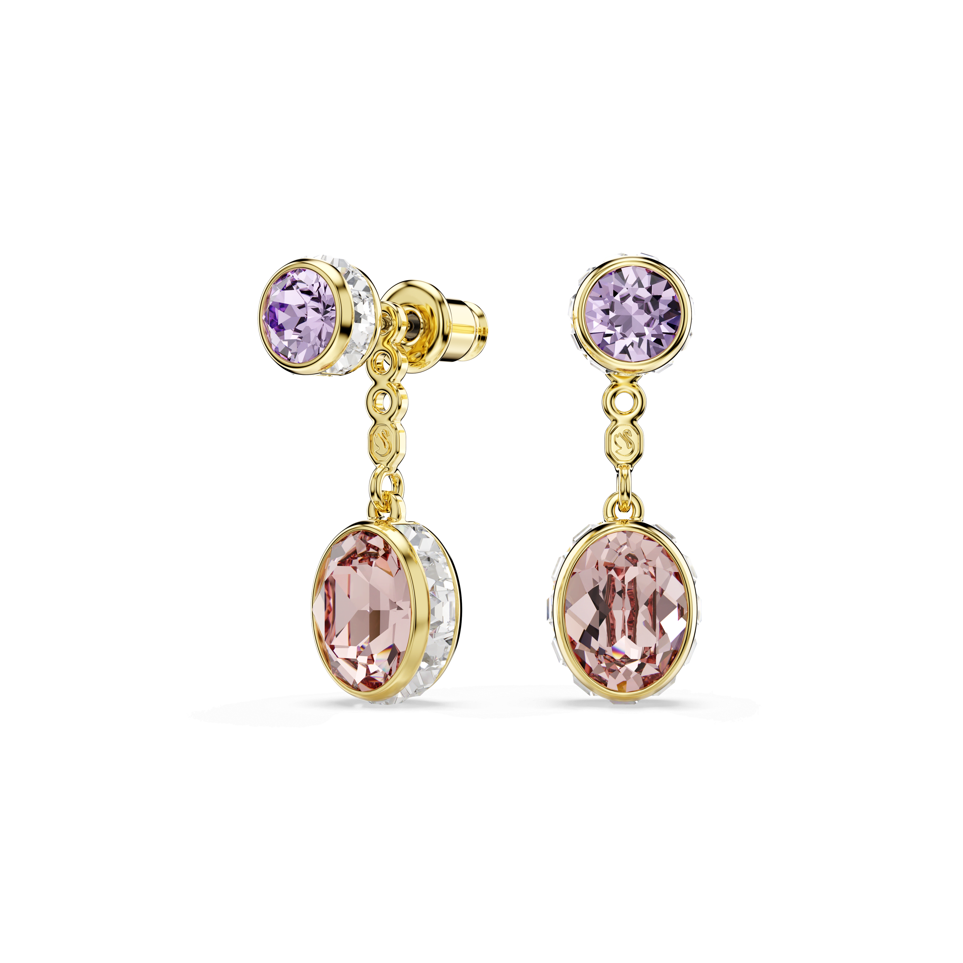 Swarovski Chroma drop earrings, Mixed cuts, Multicolored, 18K gold finish — article 5738478