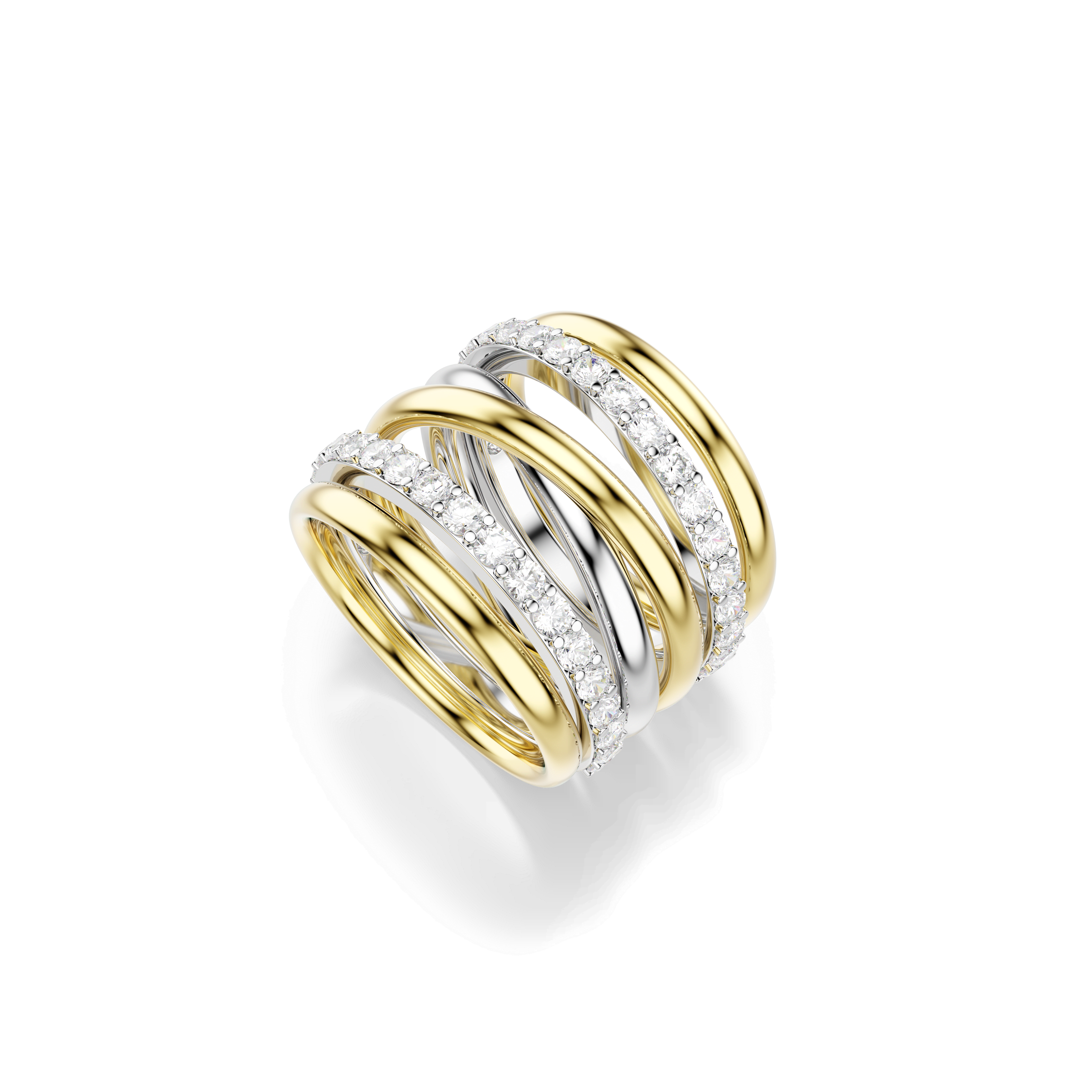 Swarovski Hyperbola cocktail ring, Round cut, White, Mixed metal finish — article 5740413