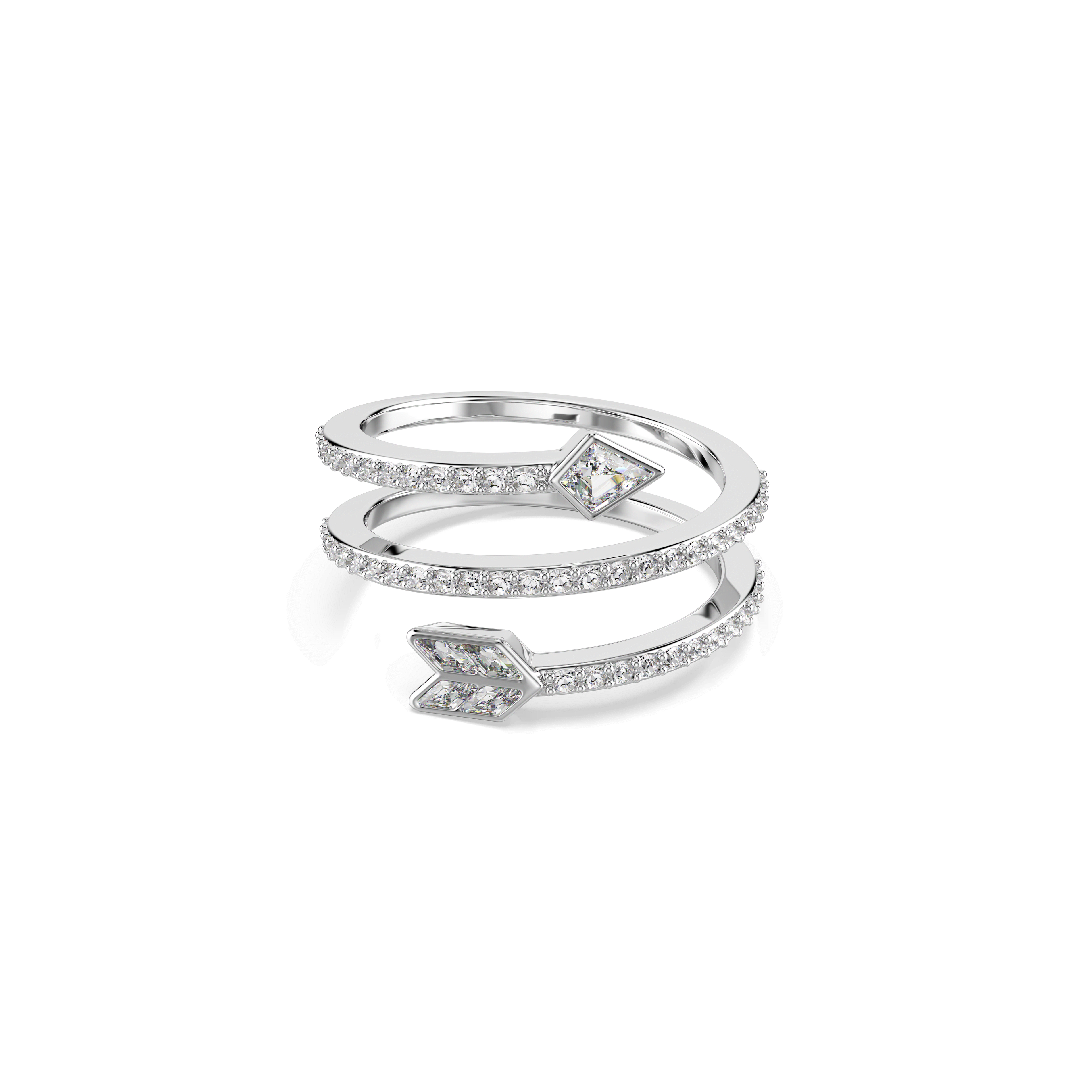 Swarovski Idyllia motif ring, Mixed cuts, Arrow, White, Rhodium plated — article 5741525