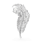 Vienna brooch, Mixed cuts, Feather, White, Rhodium plated — article 5741558