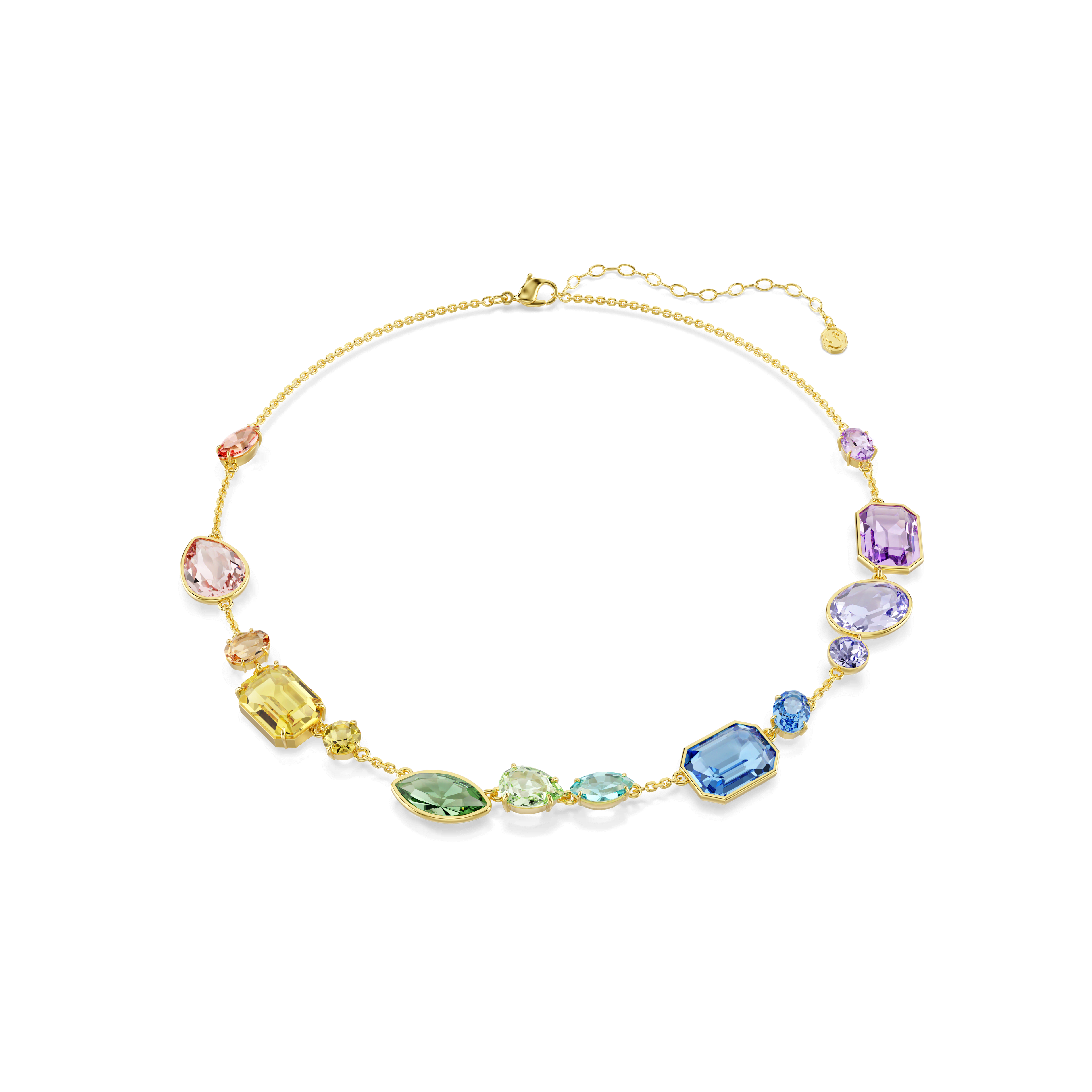 Swarovski Gema necklace, Mixed cuts, Multicolored, 18K gold finish — article 5741584